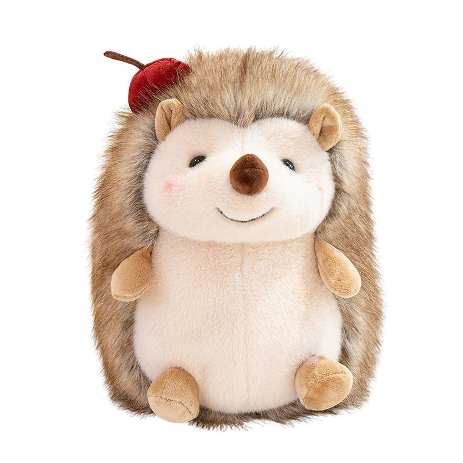 ZBELLO Cute Hedgehog Plush with Apple Decor, Soft Stuffed Forest Animal Toy, Adorable Cuddly Plushie Gift for Kids & Home Decor (Grey, 16CM)