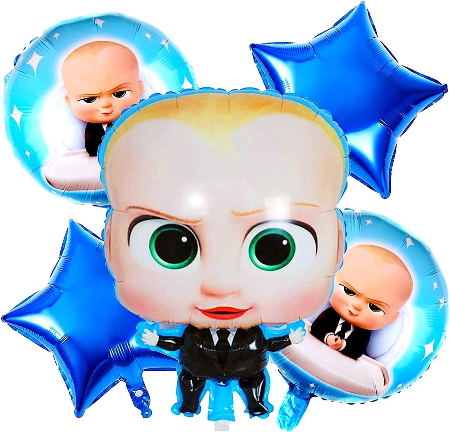 Propsicle Birthday Boss Baby Decorations Foil Blue Balloon Pack of 5 Set For Boss Baby Theme Kids Party Prince Kids Helium Foil Balloon Item.