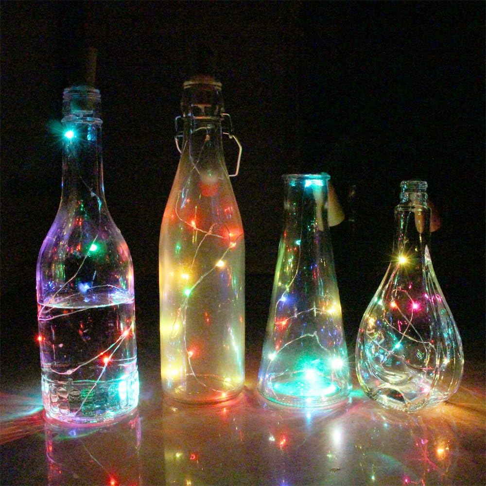 eVmo Set of 6 Color Changing Wine Bottle Cork Lights - 59 inch/ 150cm 15 LED Wine Wire Copper Bottle Lights Starry String LED Lights for Bottle DIY, Party, Decor, Dinner, Wedding or Mood Lights LE03