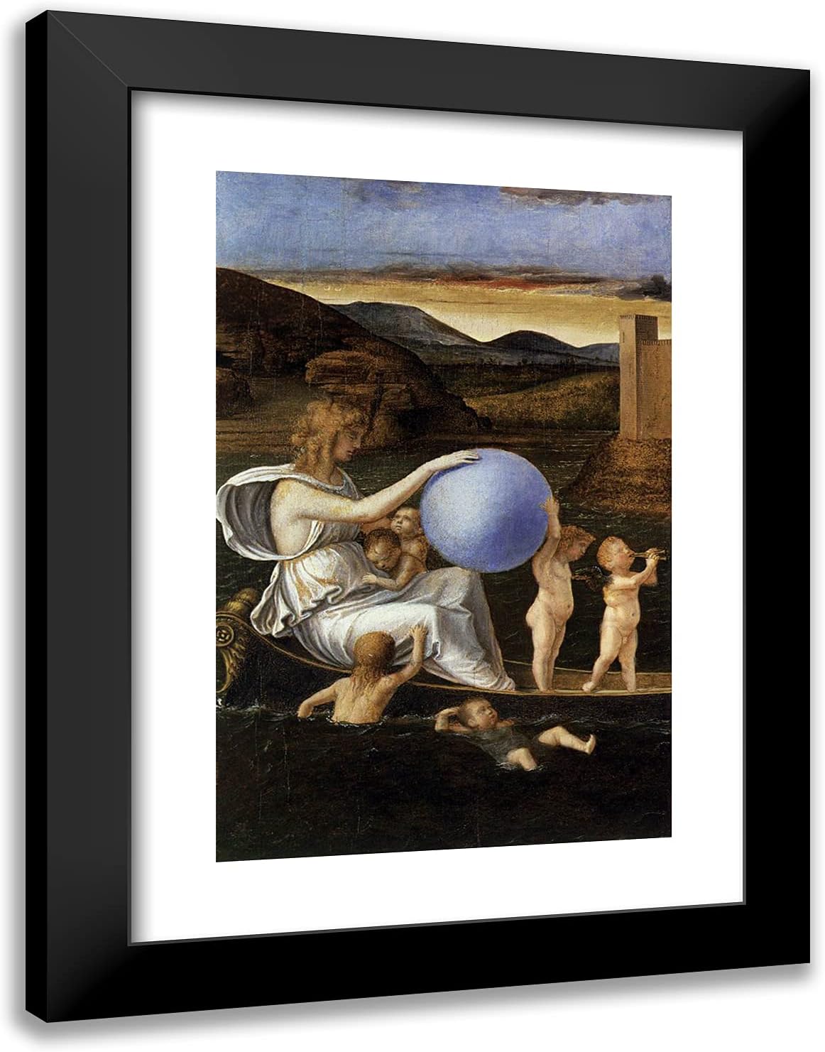 ArtDirect Bellini, Giovanni 18x24 Gold Ornate Framed Art Print with Double Matting Titled: Four Allegories Fortune