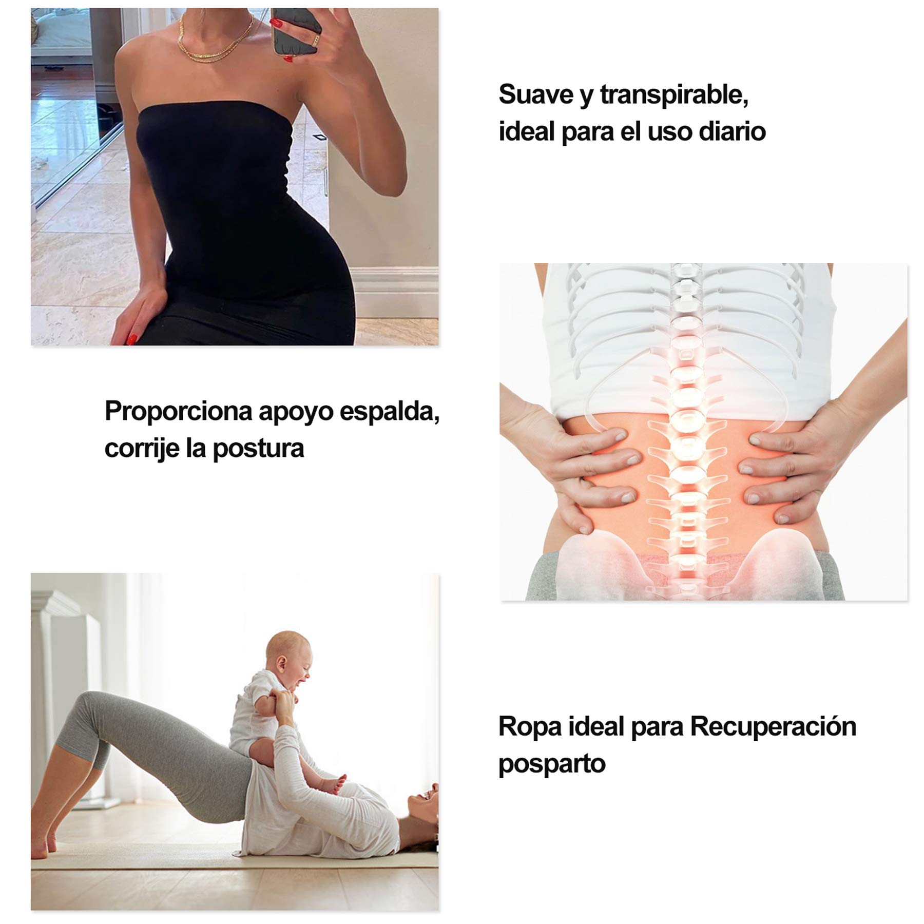 Faja Cintura Entrenador Con Cremallera Corset Reductora Mujer Deporte Mallas Neopreno Waist Trainer Abdomen Lumbar Moldeadora Bustier (Negro, Medium)