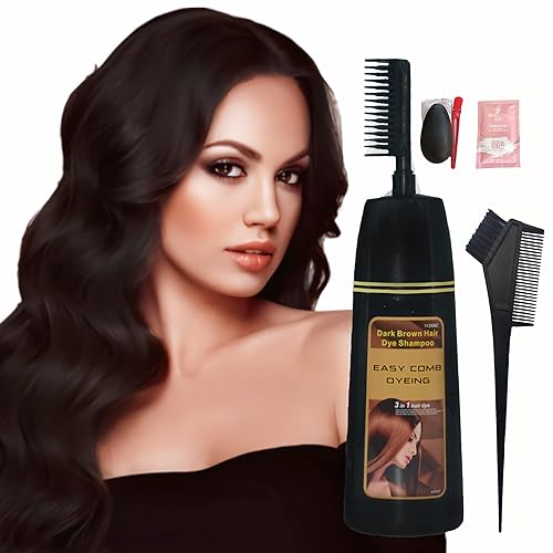 Miniatura 1 de Tinte para el cabello, champú marrón oscuro, color permanente YIZHONG para el cabello para cobertura del 100 % de las canas, mujeres y hombres,
