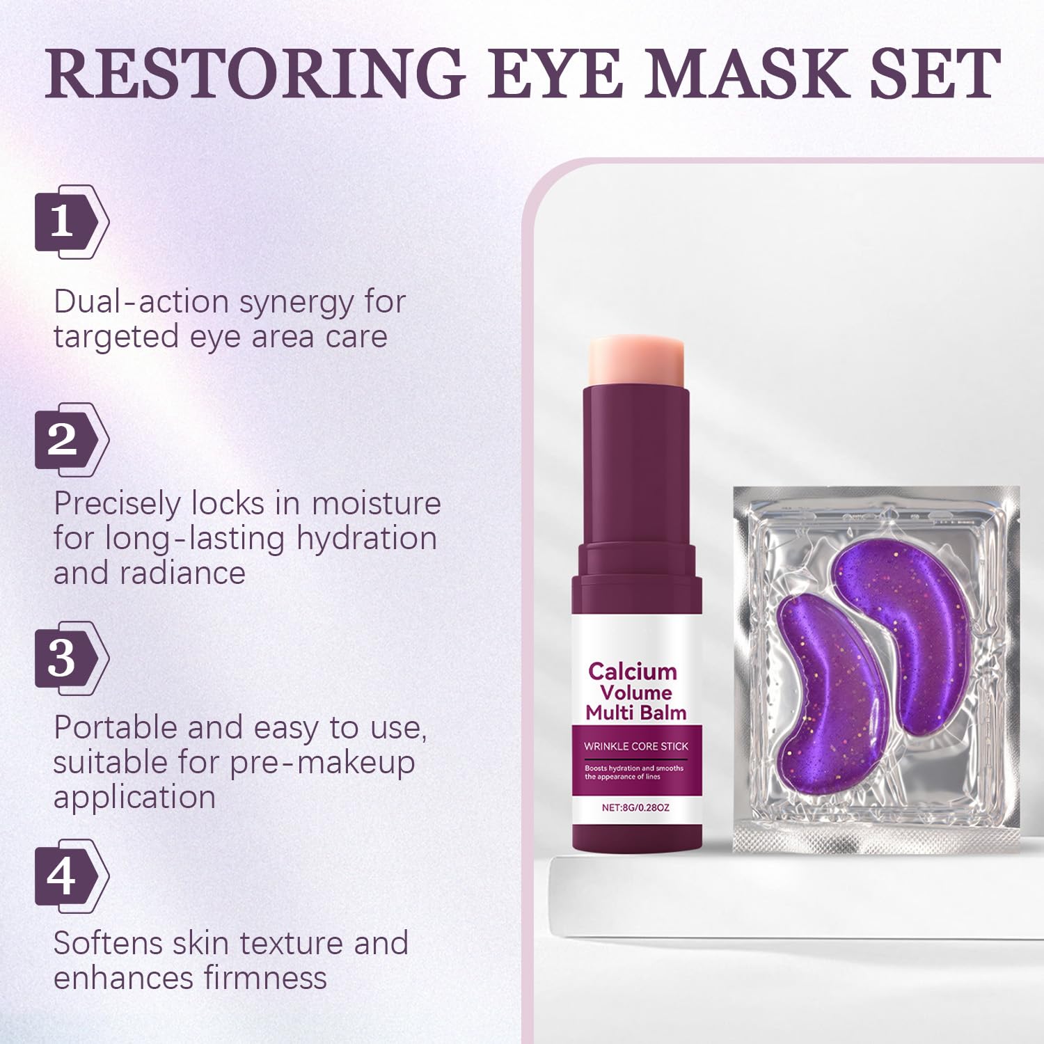 Calcium Balm Stick & Hydrogel Under Eye Patches 2-Step Skin Care Set