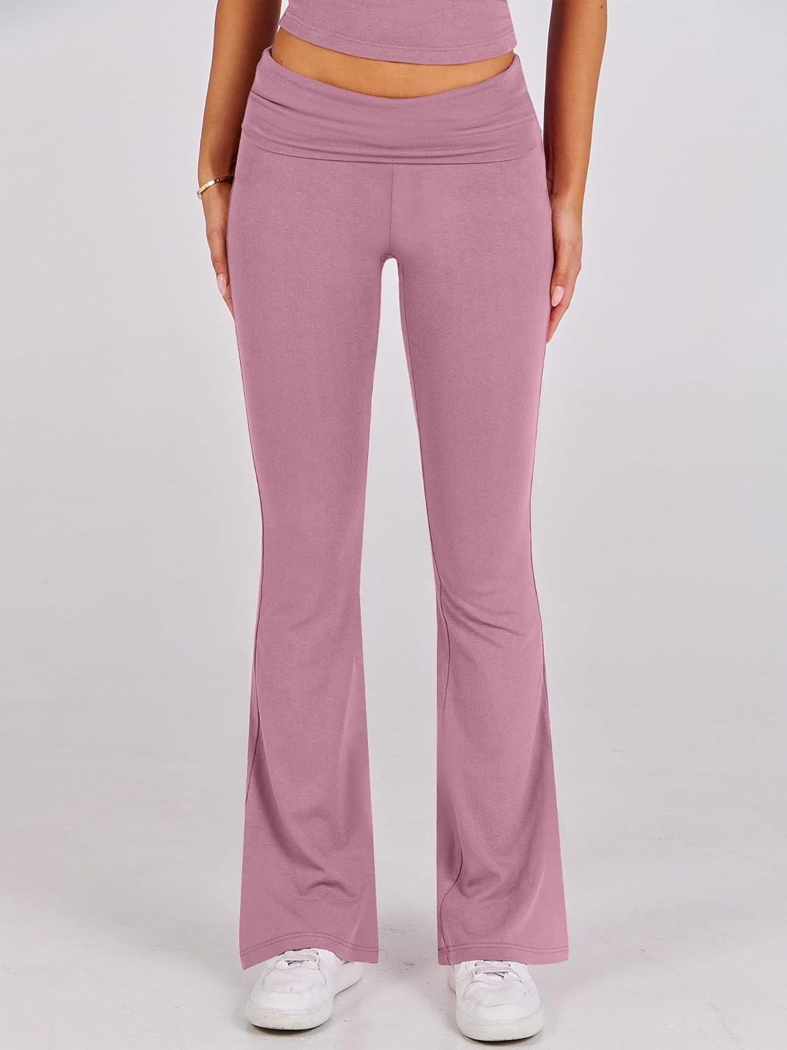 ANRABESS Lounge Sets for Women 2 Piece Foldover Yoga Flare Leggings Pants Crop Tops Casual Y2K Outfits Matching Tracksuit Set - Image 6