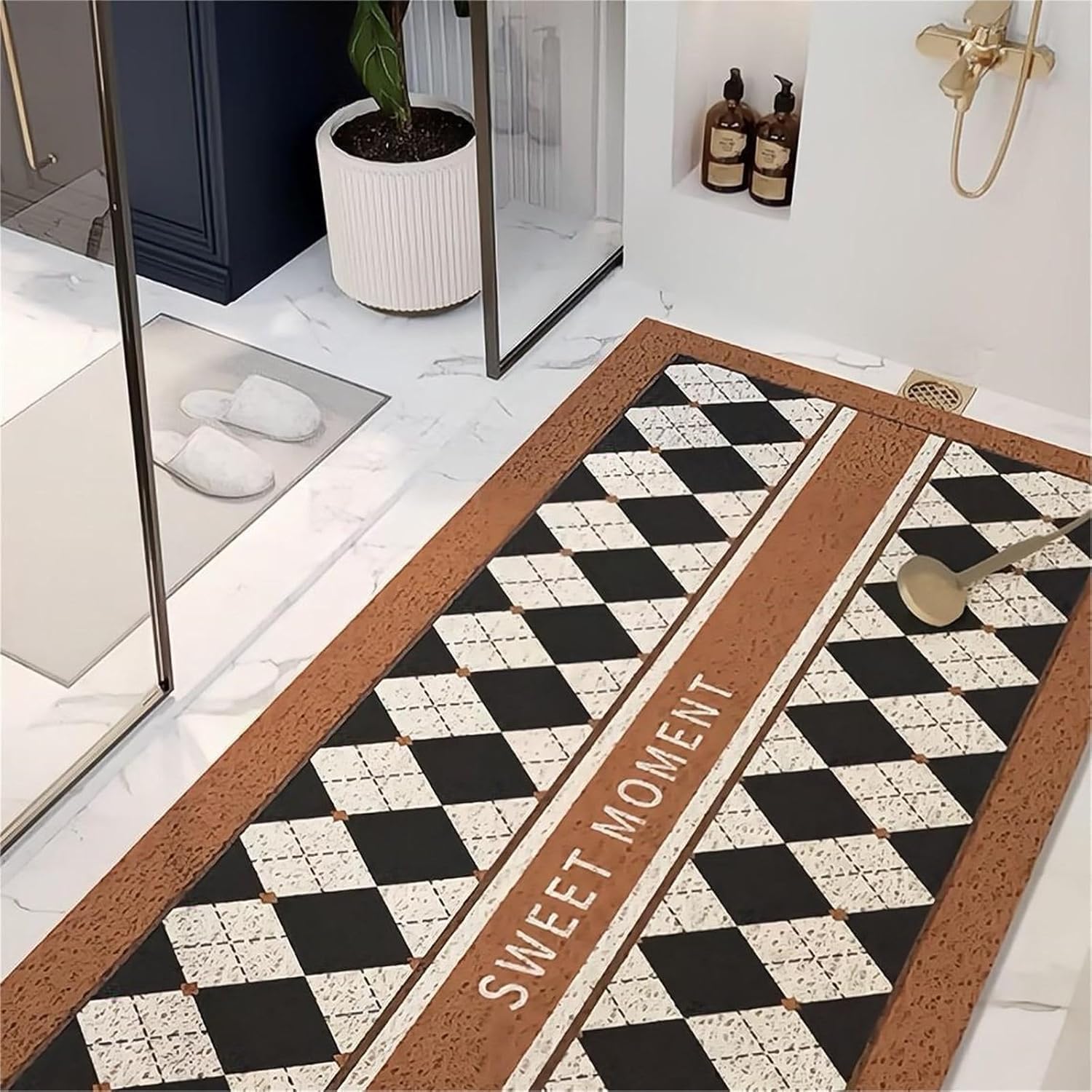 VUIKLCty Fashionable Printed, Quick-drying, Soft Rubber Loofah Bath Mat