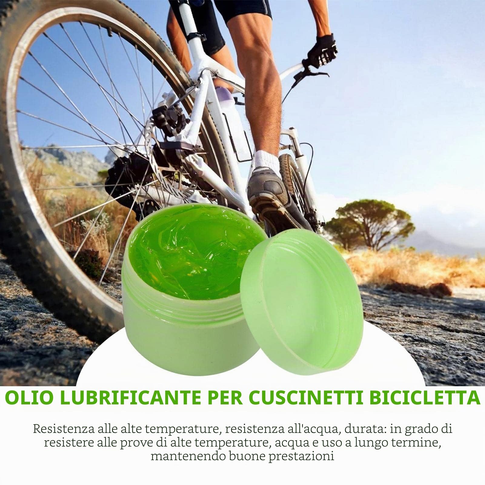 Grasso per Cuscinetti per Bici, 50 g di Pasta per Grasso per la Manutenzione dei Cuscinetti della Bicicletta, Lubrificante Ecologico, nessun Danno per l'ambiente, Ottimo lubrificante Umido