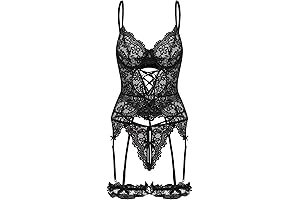 Women's Cheap Lace Babydoll Lingerie Set with Garter and Leg Ring