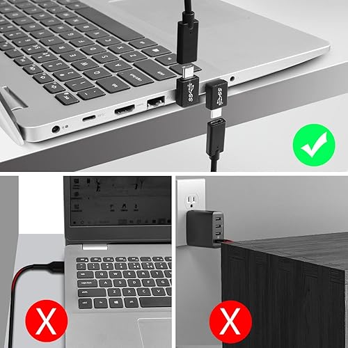 Miniatura 3 de QIANRENON USB3.1 macho a USB C macho adaptador de ángulo de 90  de 10 Gbps USB3.1 a USB C Conector de carga de ángulo recto QC60WPD15W (solo de A a