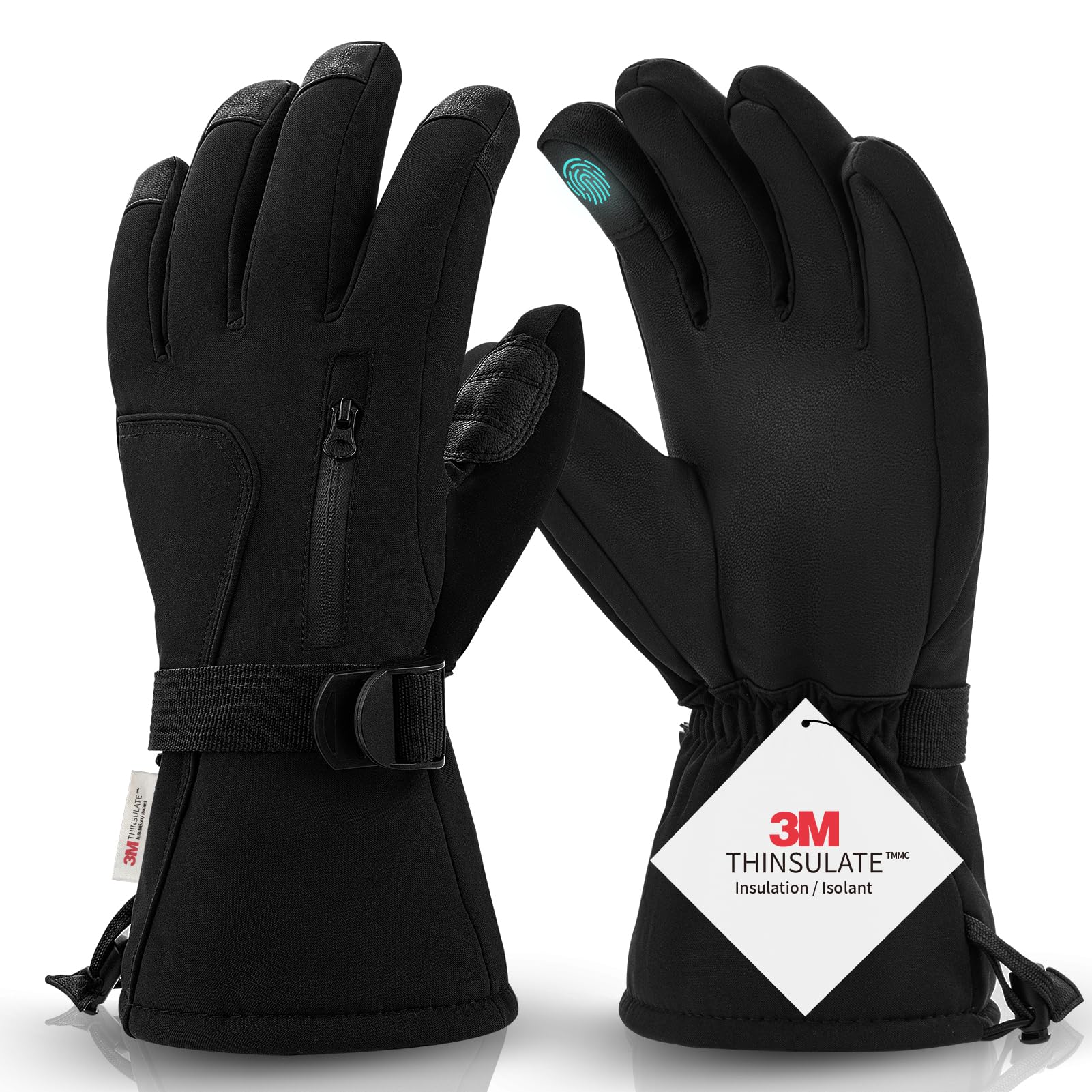 Gants Hiver Chauffants 3M Thinsulate - Imperméables, Tactiles, Pour Ski, Moto, Randonnée (homme Et Femme) - 6