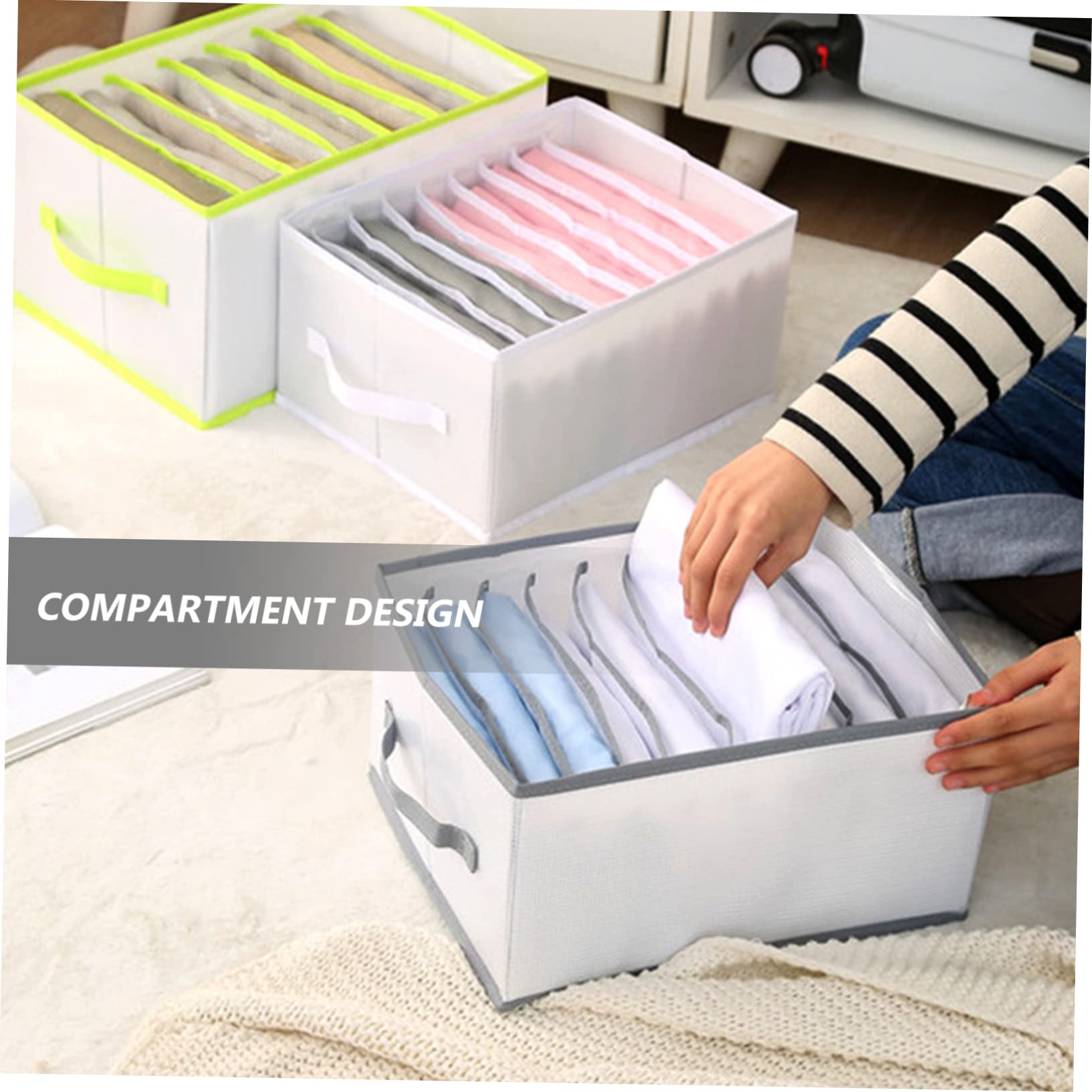PRETYZOOM 3pezzi Organizer Vestiti da Griglie Multiple e Scomparti Divisori Scatola Portaoggetti Pieghevole per Vestiti e Articoli Vari Contenitore Portaoggetti per Armadio