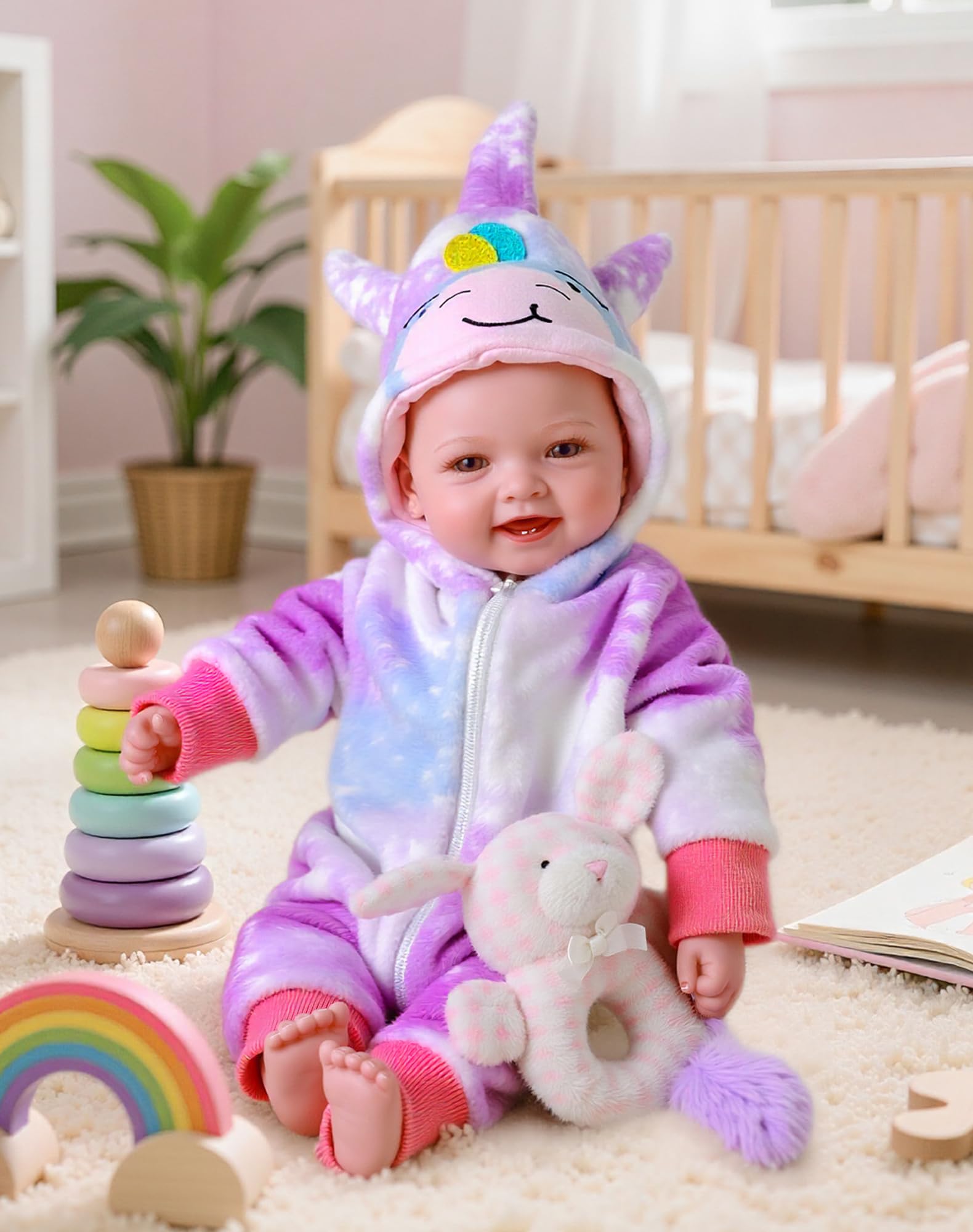 BABESIDE Baby Doll Mia - 17-Inch/43CM Realistic Babies Dolls with Cloth Body - Lifelike Reborn Newborn for Girls 3 Years + - Image 4