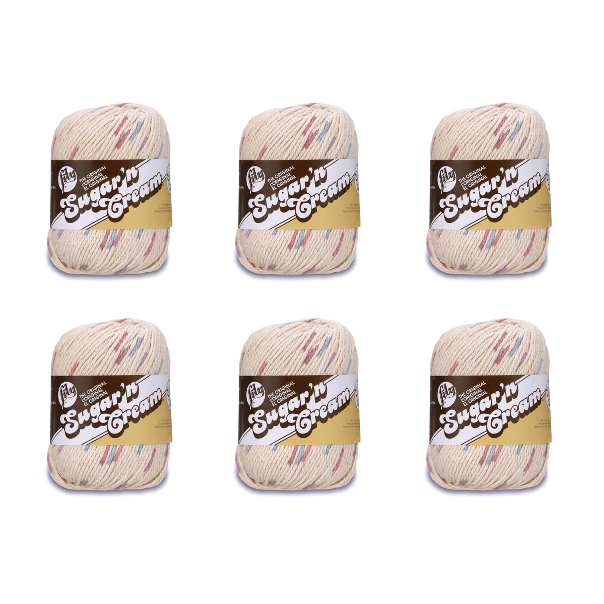 Lily Sugar'N Cream Super Size Potpourri Yarn - 6 Pack of 85g/3oz - Cotton - 4 Medium (Worsted) - 150 Yards - Knitting/Crochet