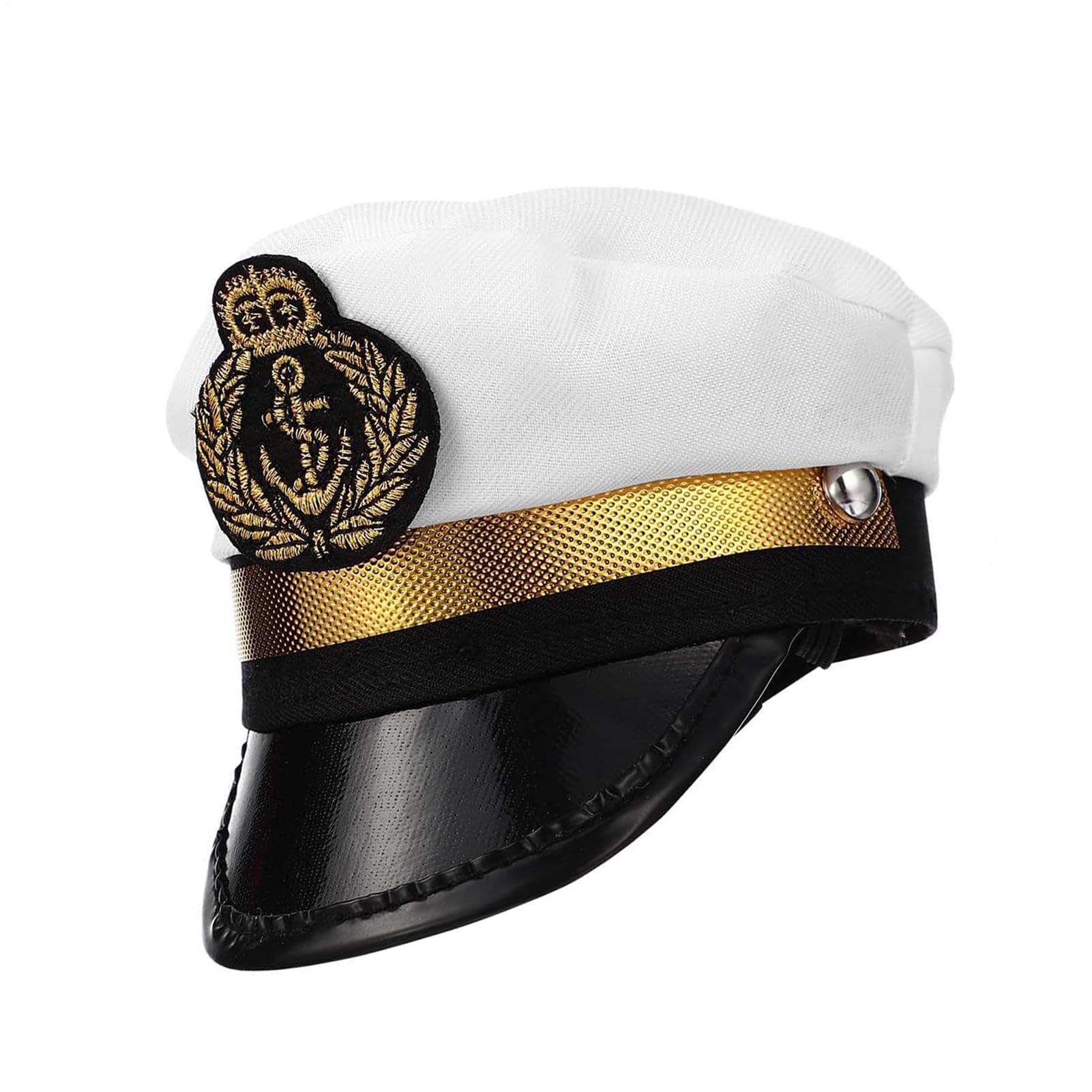 Dog Captain Hat, White Navy Cosplay Hat with Adjustable Strap, Cute Dress-Up Headdress, Pet Photo Prop, Fun Halloween Costume Accessory for Cats, Puppies