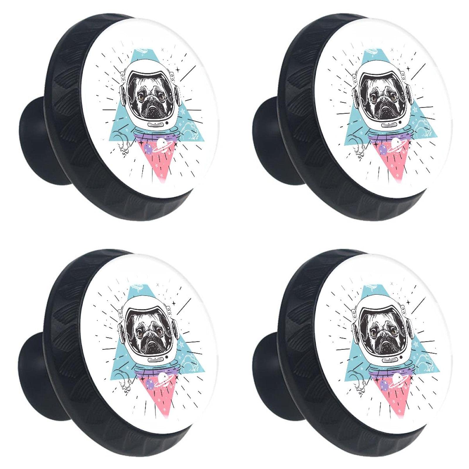 Boutons de tiroir en verre motif chien poignée meuble placard