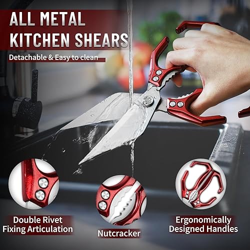 Miniatura 4 de Dream Reach Tijeras para aves de corral, tijeras de cocina resistentes para alimentos con mango ergonómico, tijeras culinarias japonesas de acero de