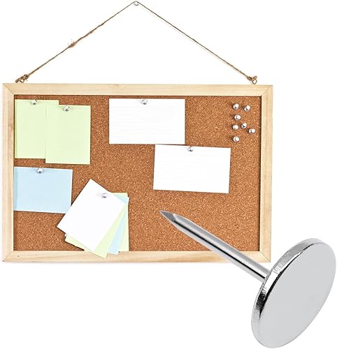 Miniatura 5 de 100 tachuelas de tapicería de cabeza plana, decoración de muebles para el hogar, clavos de tapicería, tachuelas para pulgar, tono plateado (0.433 in