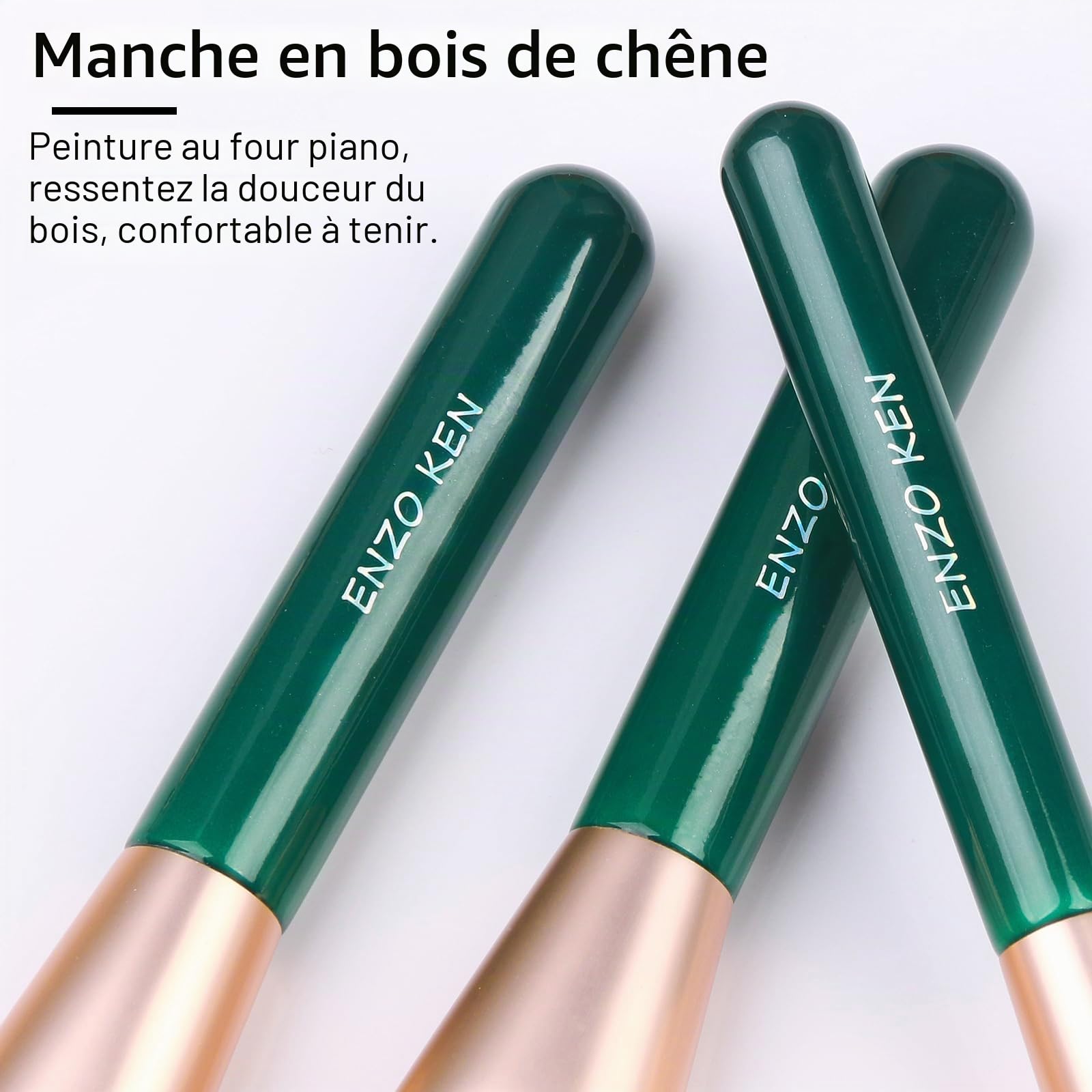 ENZO KEN Ensemble de Pinceaux de Maquillage Naturels en Fibre Naturelle Et en Poils de Chèvre Professional avec Sac, Set de Pinceaux de Maquillage Vert Émeraude pour Cheveux Combinés.