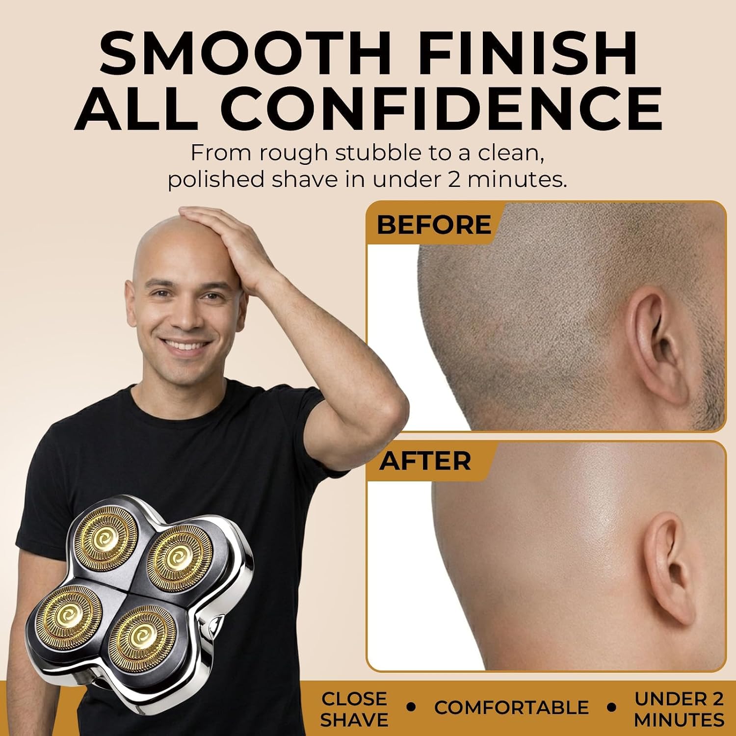 2-Pack Pro 4 Head Compatible with Skull Pitbull Shaver, Golden