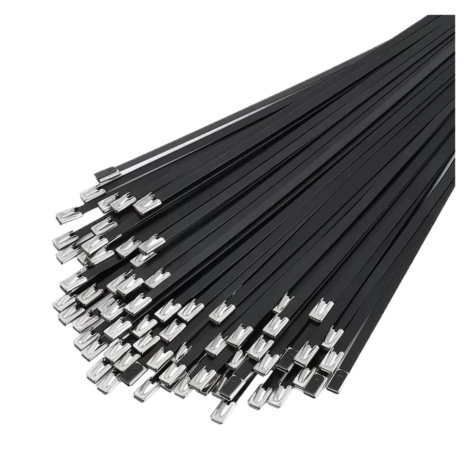 Fascette ferma-cavo metalliche in acciaio inossidabile nero da 4,6 mm, fascette ferma-cavi in ​​metallo per carichi pesanti da 100 pezzi per rilegatura del tubo di scarico(4.6x1400mm)