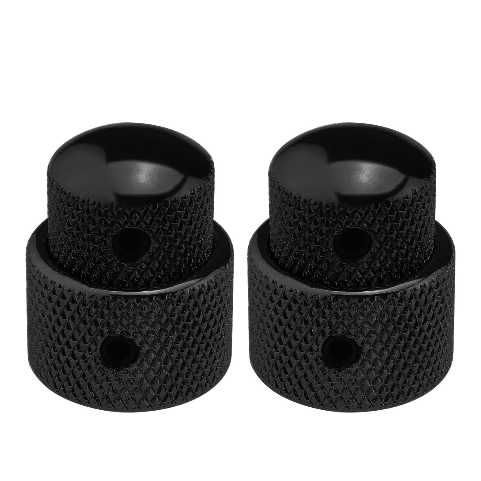 SG Store 2pcs Guitar Dual Layer Concentric Control Knobs Electric Guitar Metal Volume Knob Potentiometer Cap Guitar Double Layer Metal Knob Cap Volume Knob Cover, Black