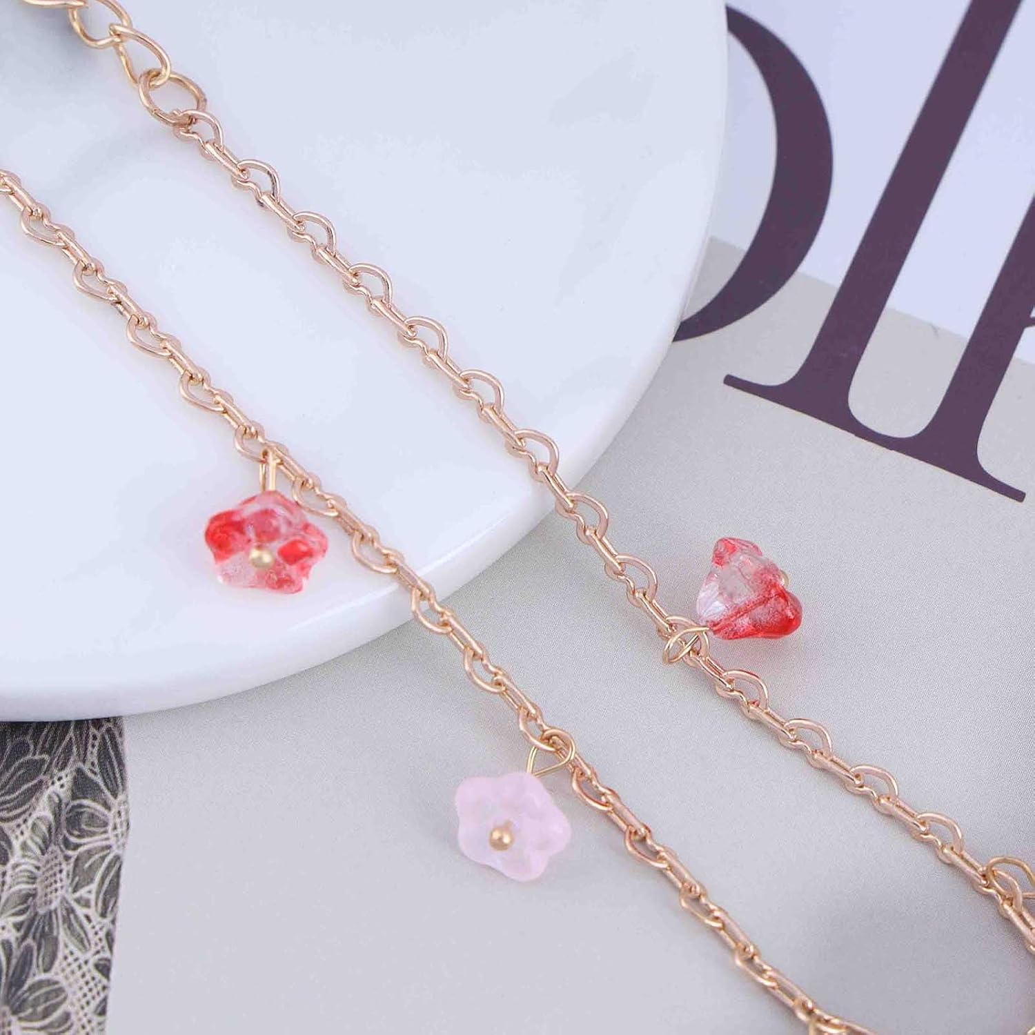 Andelaisi Boho Flower Dangle Ankle Bracelet Vintage Flower Tassel Chain Ankle Flowers Gemstone Ankle Bracelet Gold Natural stone Foot Chain Jewelry for Women - Image 6