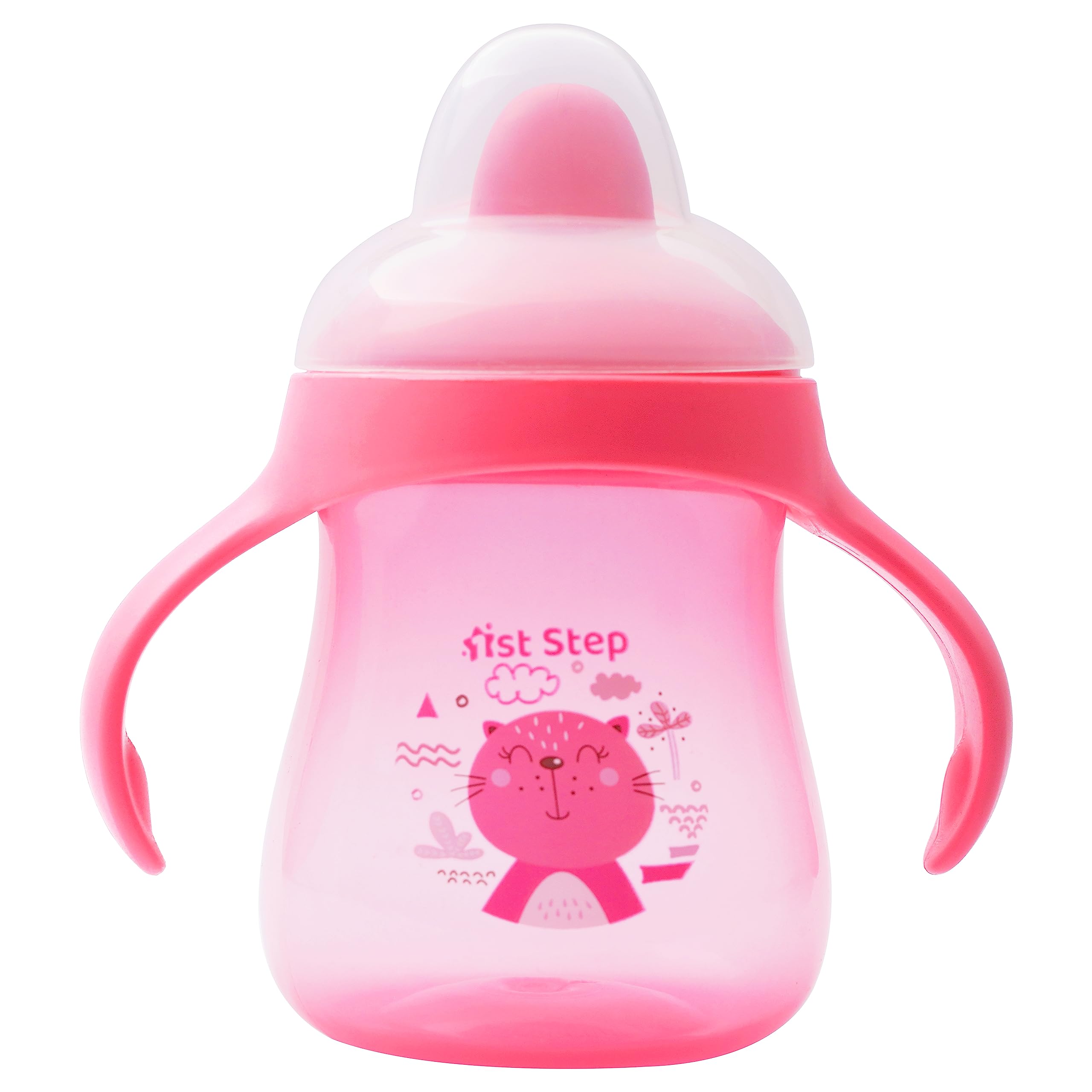 1ST STEP Matte Collection BPA Free Polypropylene Hard Spout Sipper with Twin Handles for Easy Grip - Pink-image-7