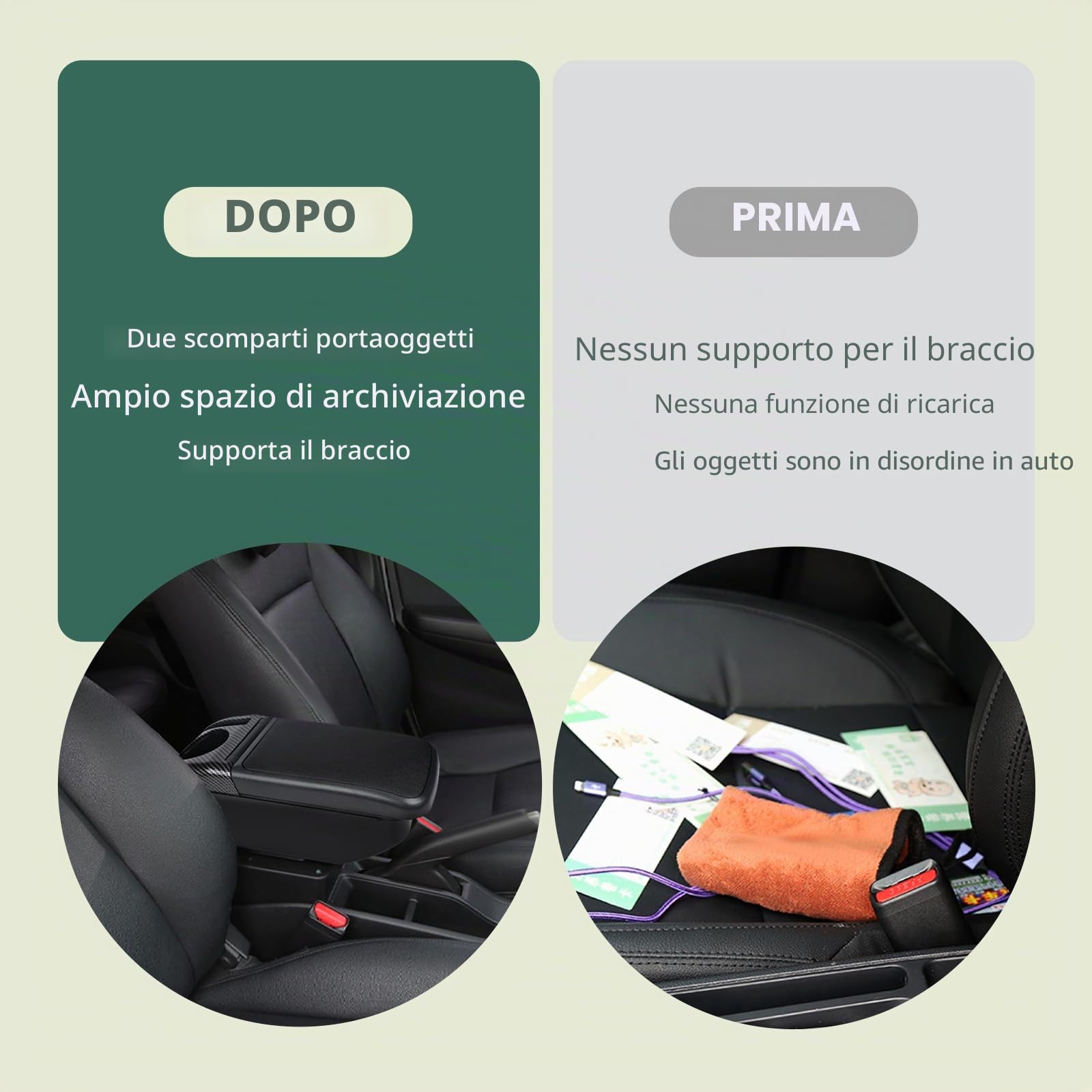 ZENVI Compatible with Ford Fiesta Braccioli 2008-2016 | Stile Nero,Braccioli,Console Centrale Organizer Immagazzinaggio Scatola,Utilizzabile Per Autisti Supporto Gomito