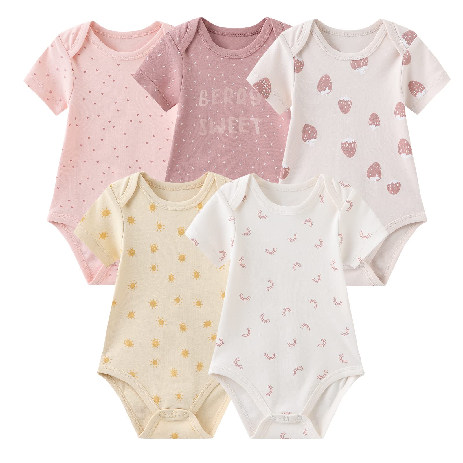 MAMIMAKA Conjunto de ropa para bebé recién nacido de 23 piezas, paquete de 5 mamelucos + 3 pijamas y accesorios para 0-6 meses