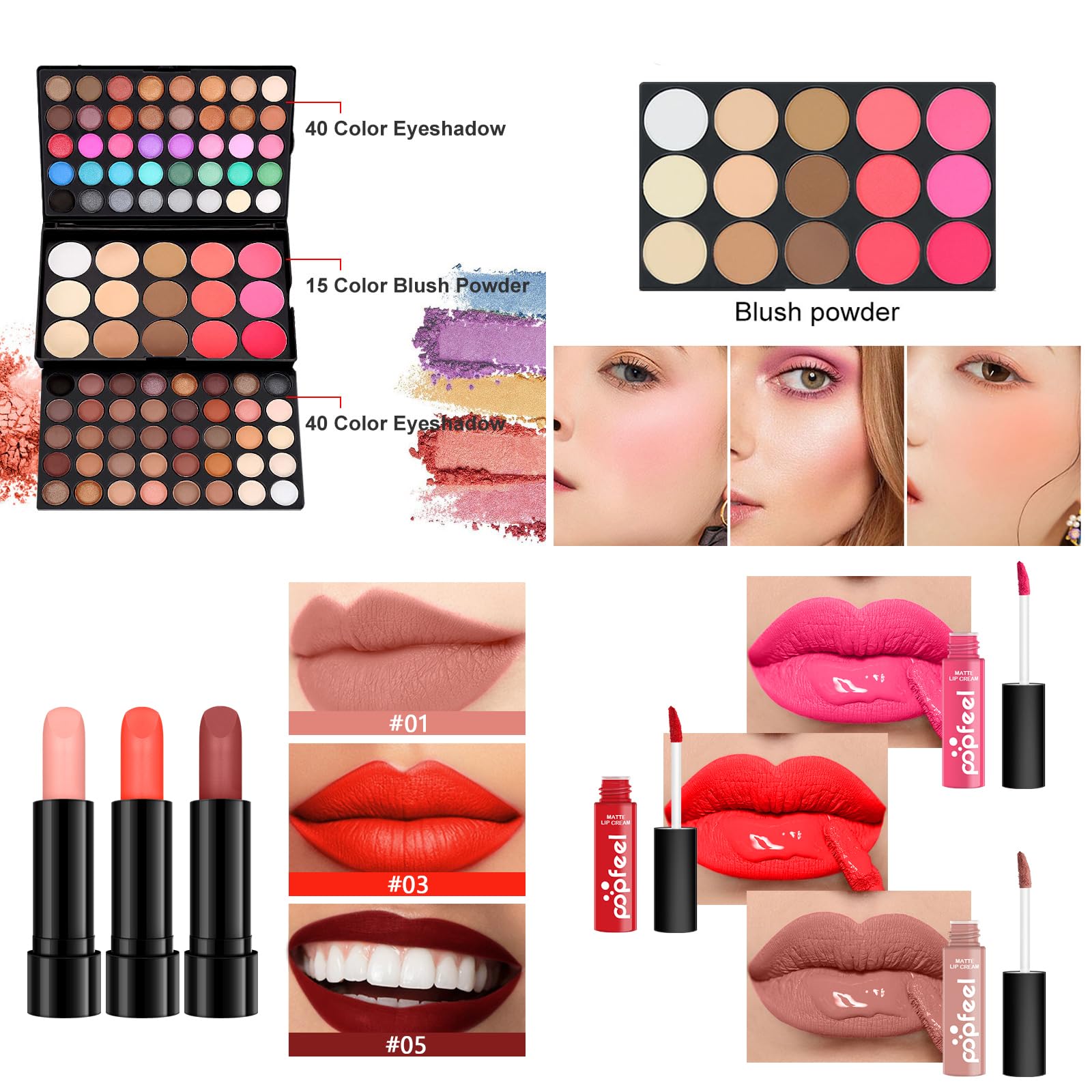 Trousse Trucchi Donna, Set Tutto in Uno Palette Cosmetica, Kit Make Up Completo con Ombretti Rossetto Correttore, Cosmetici per Donne Ragazze Regalo di Natale
