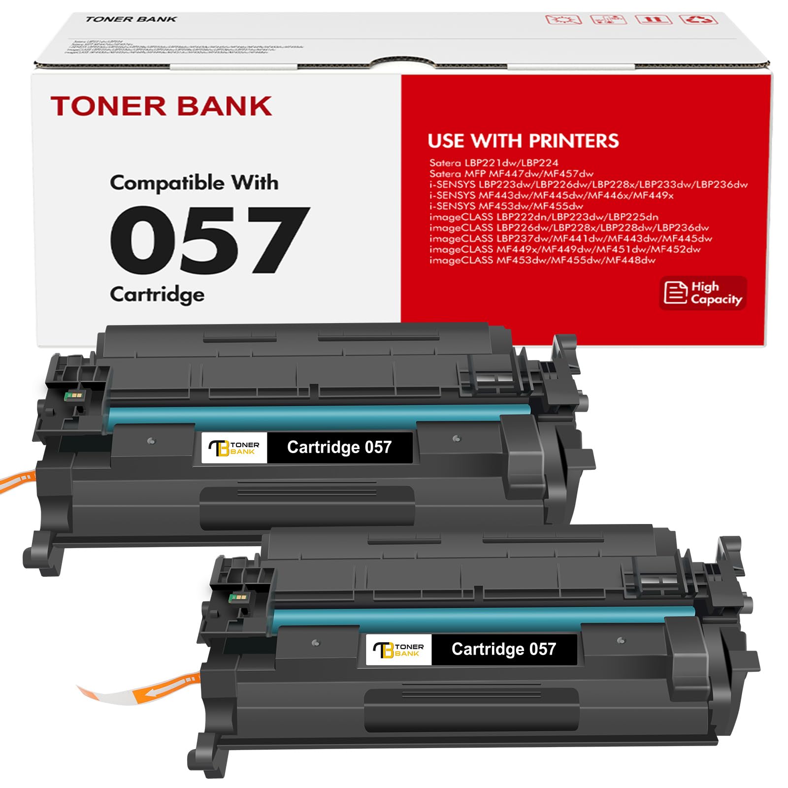 057 Toner Cartridge 057H Black High Yield MF455dw MF445dw MF450 2-Pack