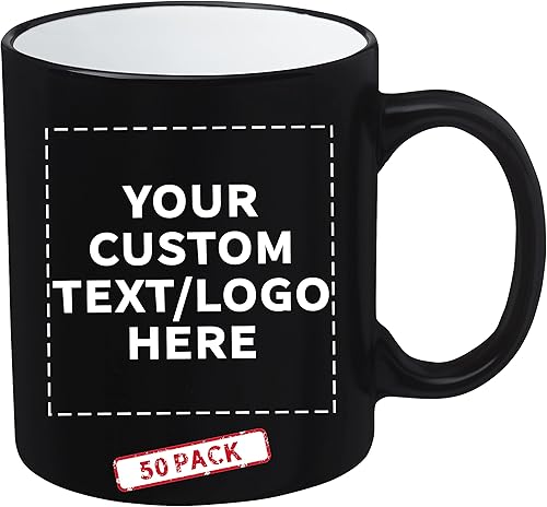 Miniatura 9 de DISCOUNT PROMOS Juego de 10 tazas de café mate de dos tonos, 11 onzas. Texto personalizable, logotipo, gres, vasos, duraderos, mango en C, azul rey