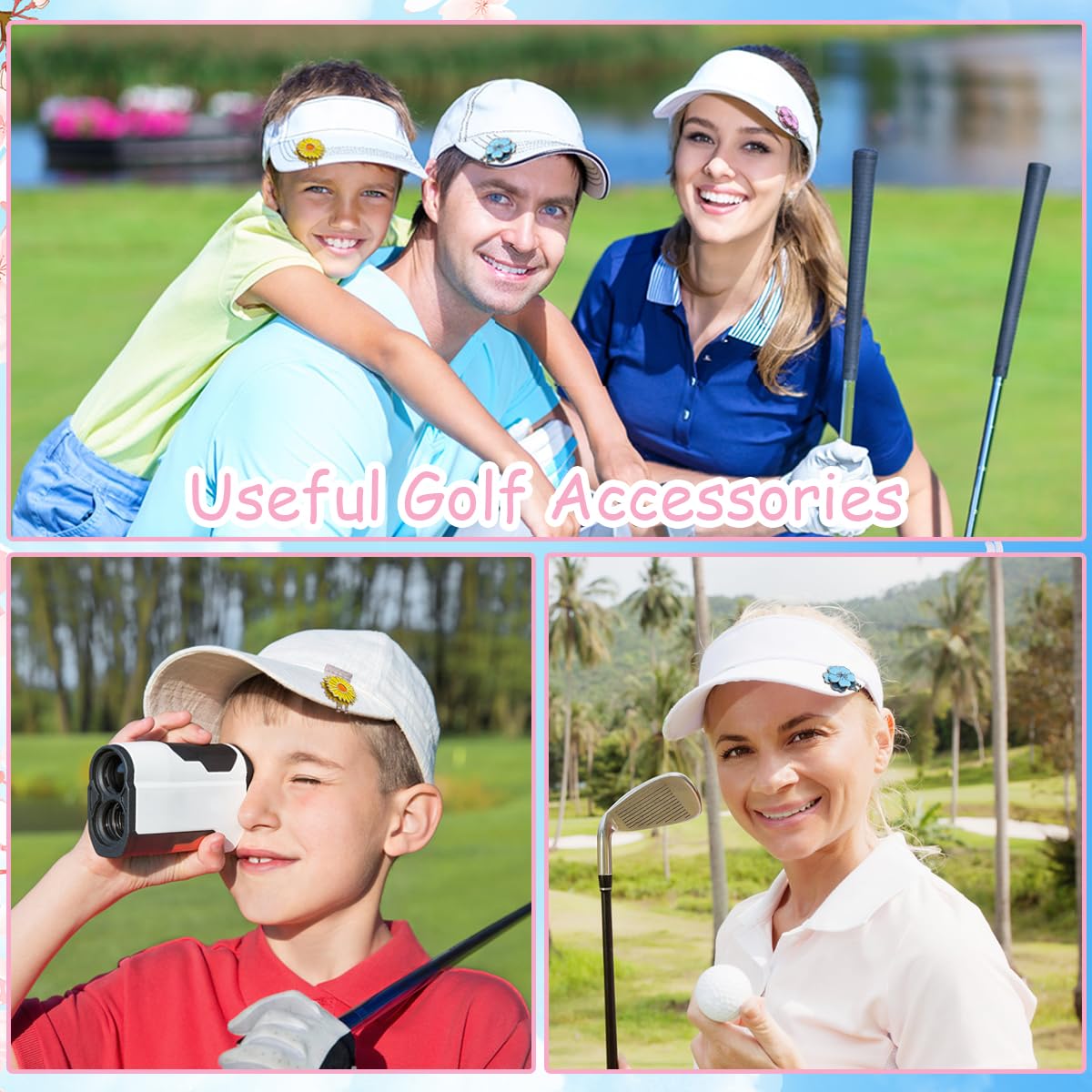 Juego de 3 marcadores de pelota de golf con clips magnéticos