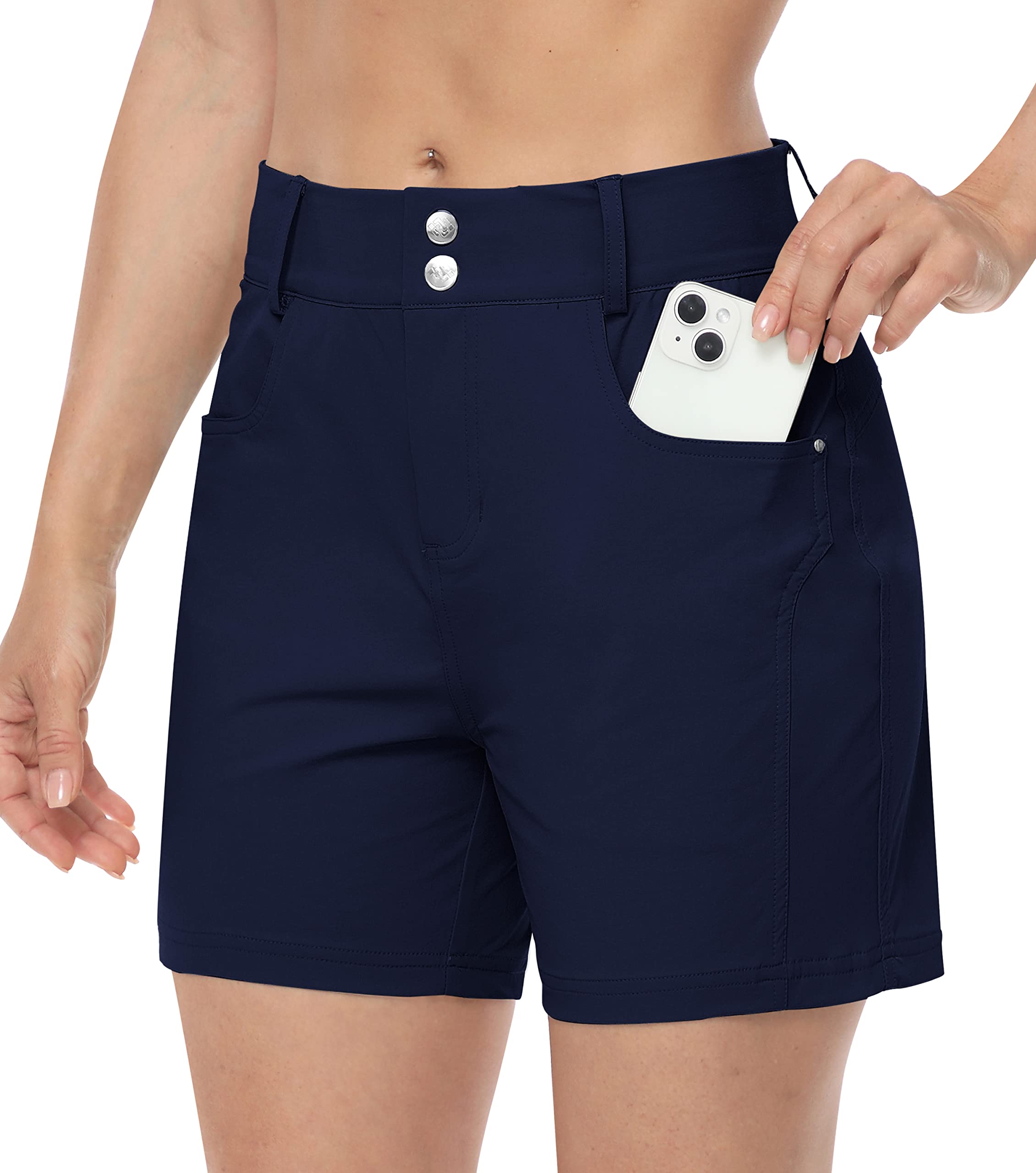 MoFiz Shorts Femme Pantalon Court de Golf Randonnée d'été Léger Shorts Outdoor Imperméable Séchage Rapide avec Elastique Ceinture Intégrée