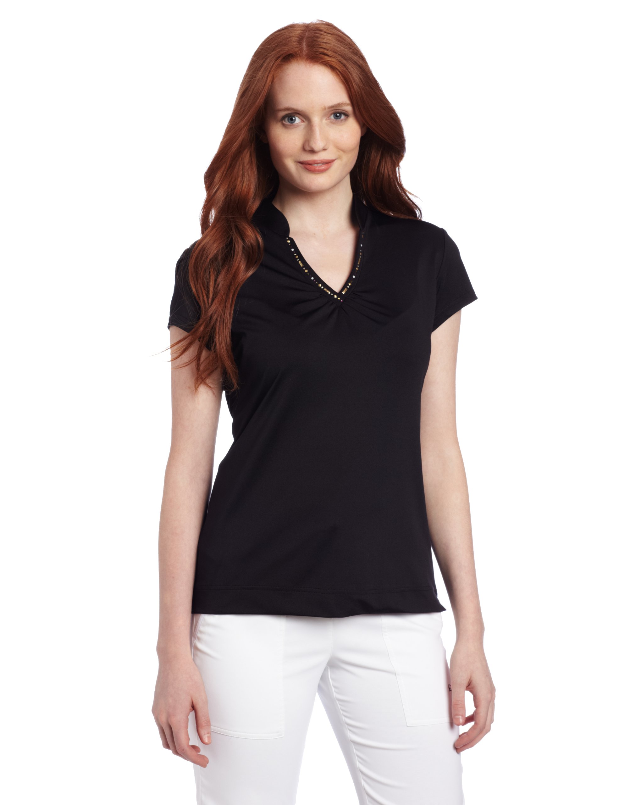 Sport Haley Short Sleeve Solid Mandarin Collar Polo