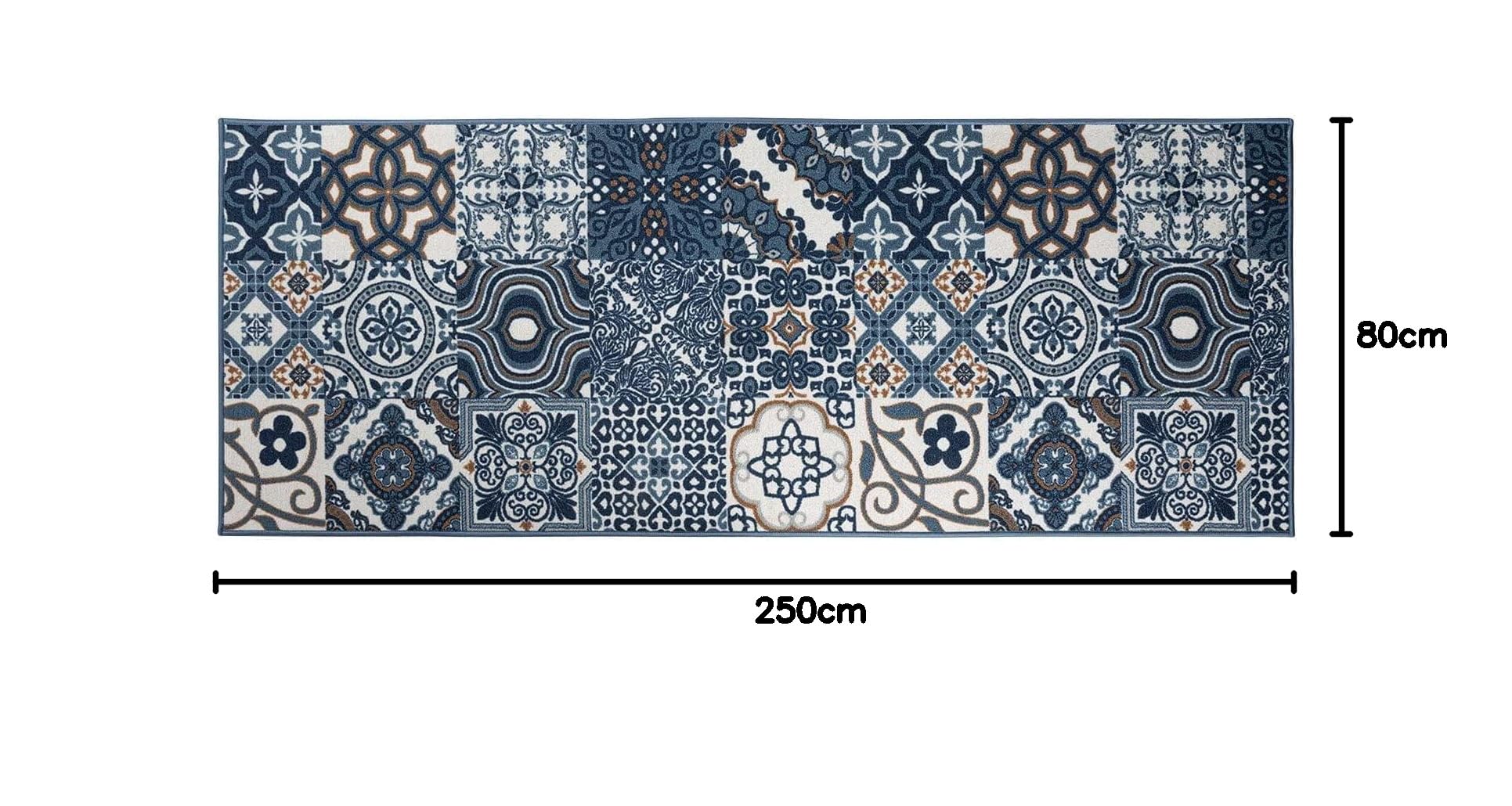 Floordirekt Teppichläufer Newport | Feinschlingen Teppich mit Muster | Läufer für Küche, Flur & Wohnraum | Modernes Design (80 x 250 cm)