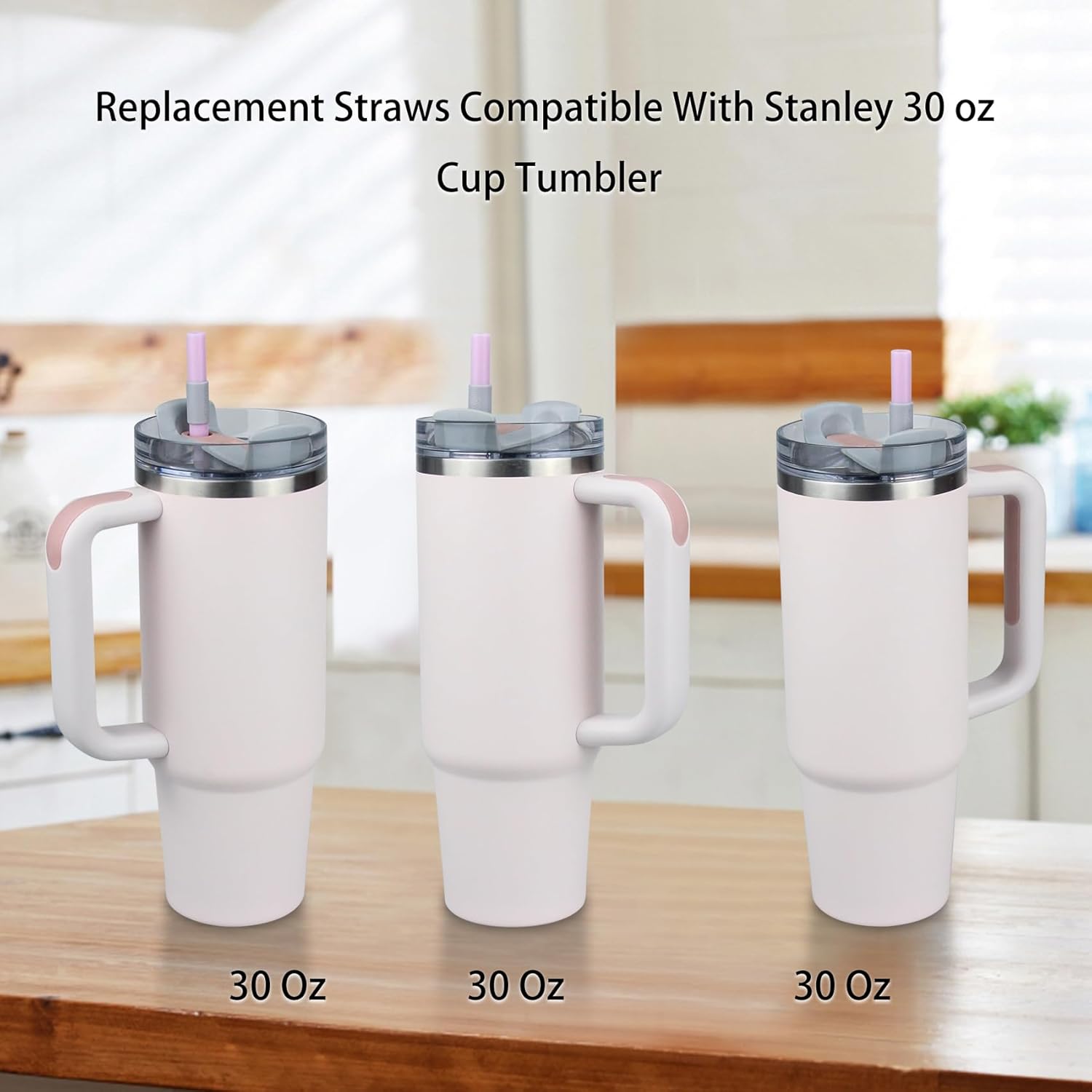 Replacement Straw Compatible with Stanley 30oz Cup Tumbler,with 1 Brush,Pack of 6 (light red) - Image 3