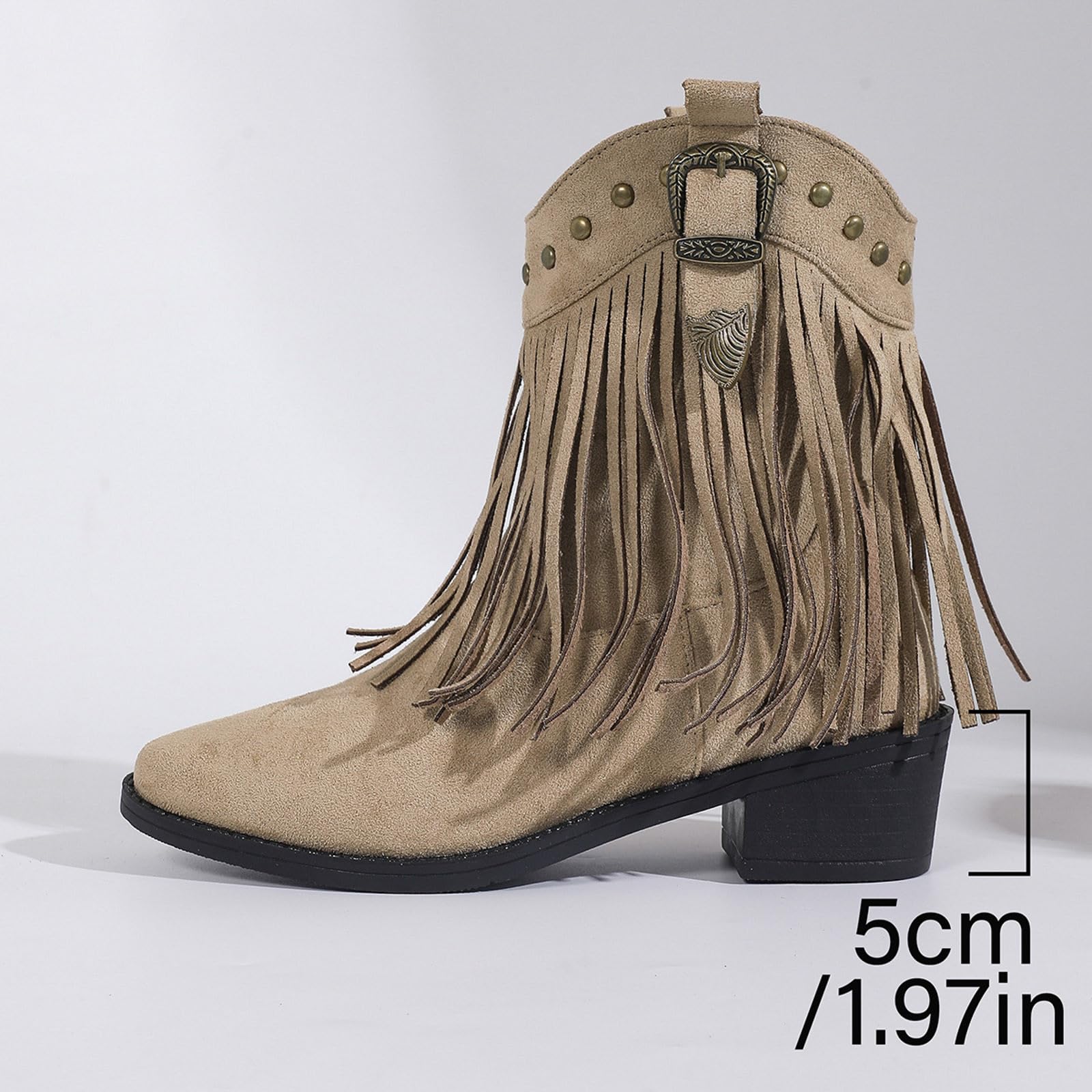Botas de Vestir Rujer Botas Vaqueras para Mujer, de Media caña Ante, Vaqueras hasta el Tobillo, tacón bajo y Puntiagudas, Media caña Ante Perforado, Zapatos Mujer, largas