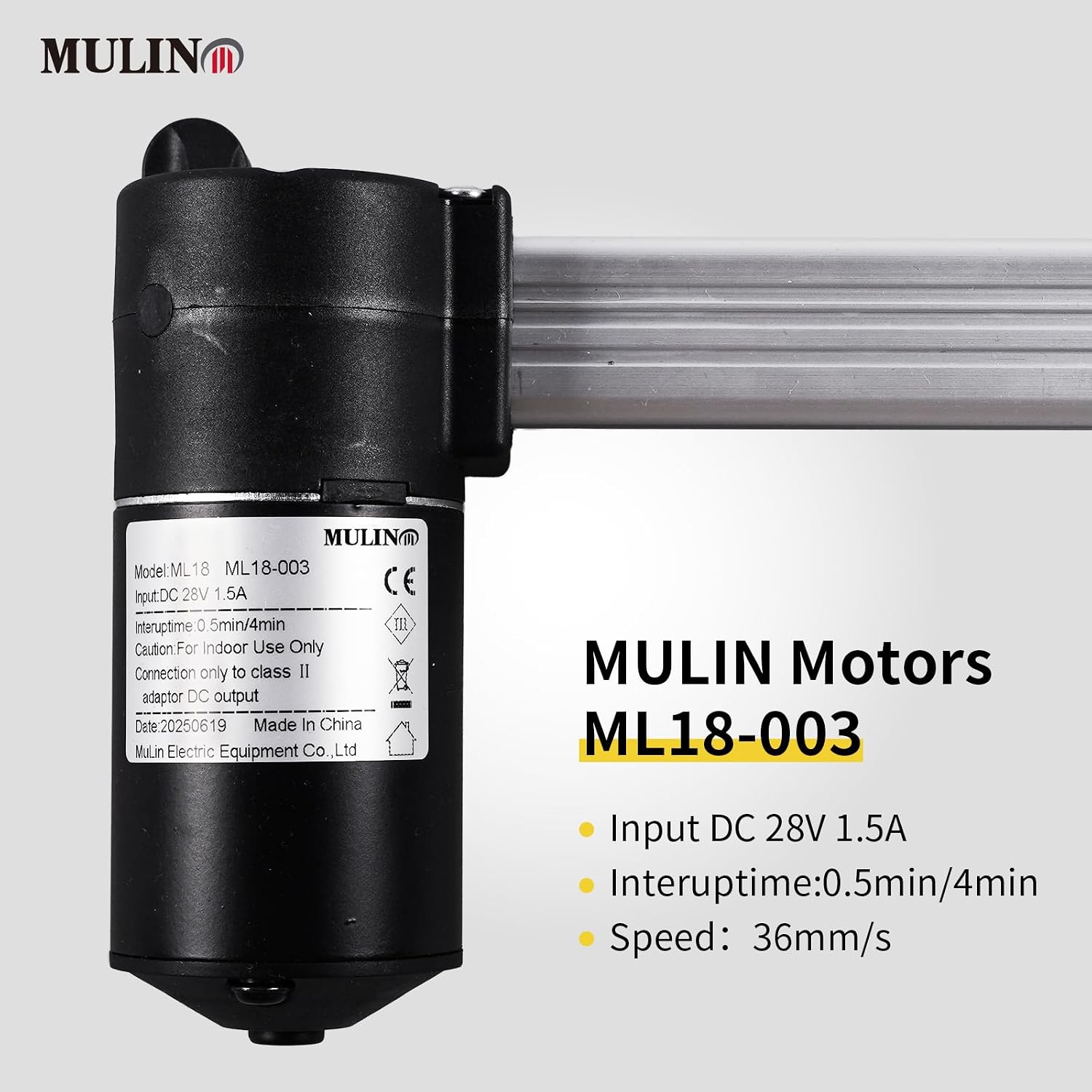 MULIN ML18-003 Power Recliner Replacement Motor with Power Cord, 333mm Stroke Linear Actuator for Sofa Lift Chair Massage Seat Furniture
