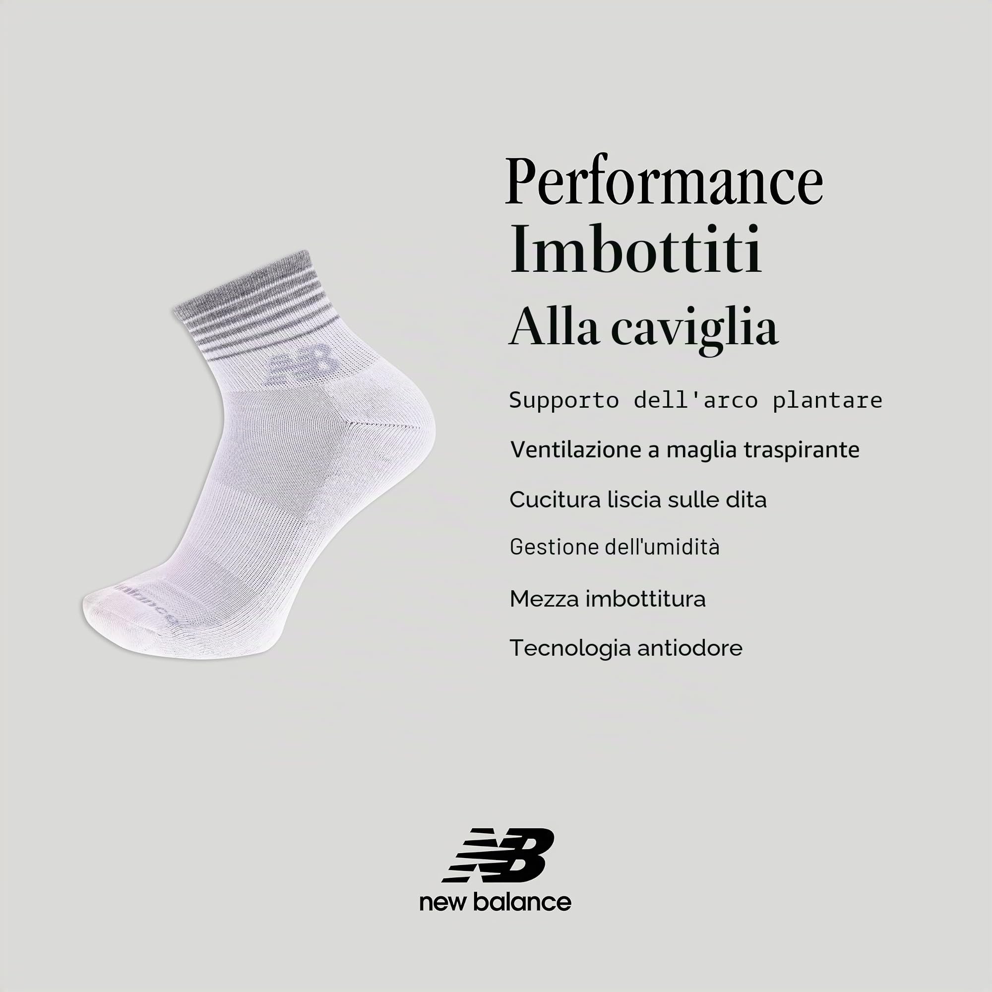 New Balance Performance Cushioned Ankle Socks - 6 Pairs - Moisture Wicking Caviglia 6 Paia Unisex - Adulto