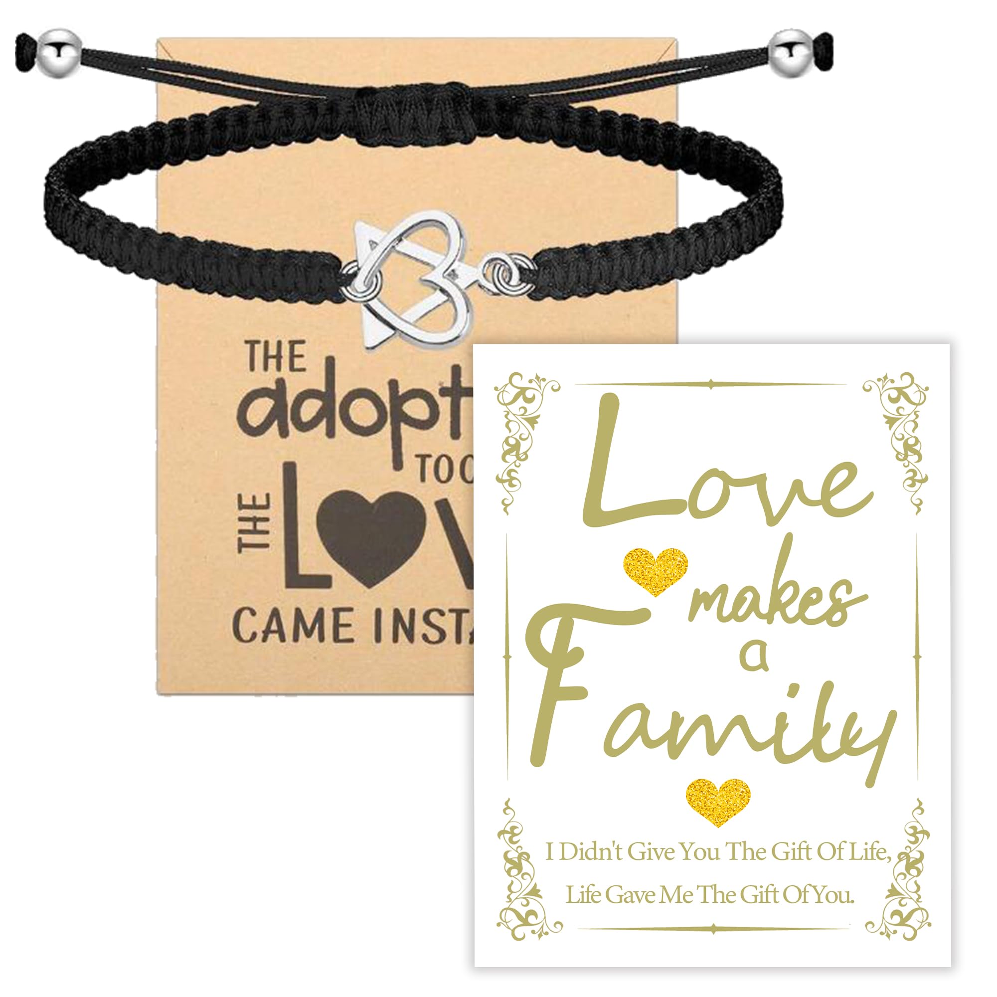 MKISHINE Adoption Gifts, Adoptive Jewelry, Adoption Symbol Charm for Stepmom Stepdaughter Birthday Gift with Adoption Greeting Card, Gotcha Day, Adoptive Gift, Foster Parent Thank Gift