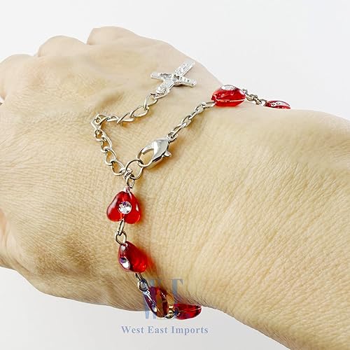 Miniatura 4 de WE Confirmación Rosario Pulsera Favor (12PCS) Recuerdos de confirmacion brasalete Pulsera roja para invitados, Acrílico, No es una piedra preciosa