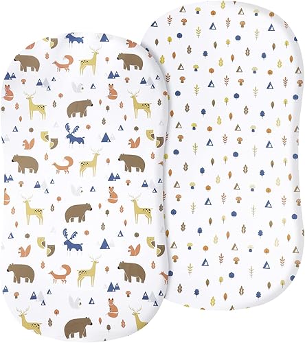 David's Kids Juego de 2 sábanas bajeras de 100 % algodón, ultra suaves, transpirables, cómodas, para niños y niñas, neutrales, 28 x 52 pulgadas, se