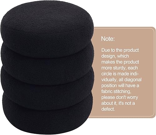 Miniatura 49 de ONEVOG Otomana redonda de almacenamiento, mesa otomana pequeña de 20 pulgadas con tapa extraíble, taburetes de tela de lino suave para sofá, asiento