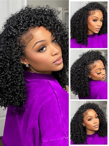 Miniatura 6 de Peluca de cabello humano rizado tipo afro 3 en 1, sin costuras, con volteo por la mitad, sin pegamento, para usar y llevar, densidad 220, para