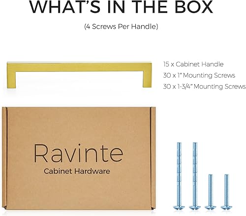 Vista 45 de Ravinte - Paquete de 25 tiradores cuadrados para gabinete de cocina de 7.5 pulgadas, negro mate, tiradores de cajón, negro; herrajes de cocina