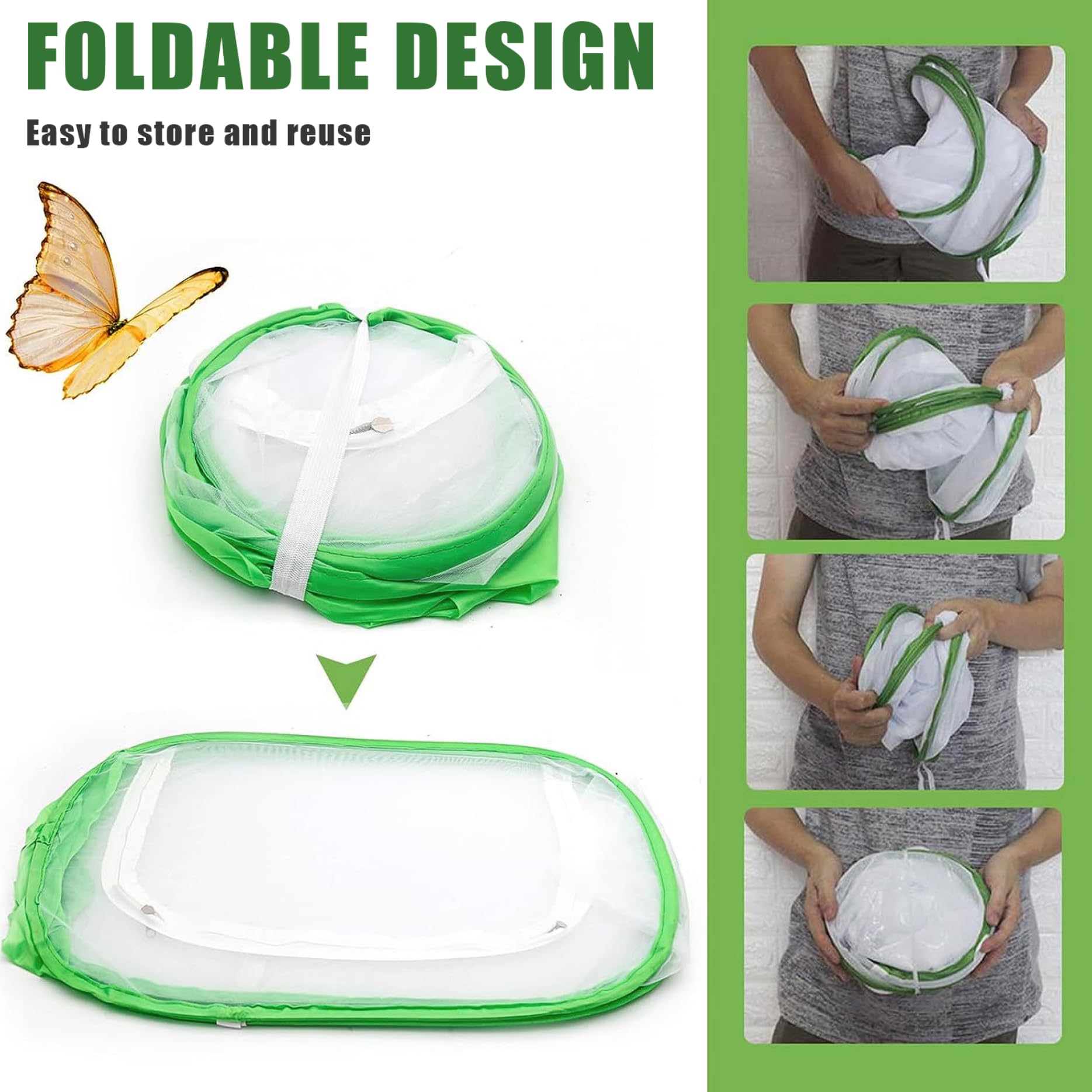 Cage Papillon 12x12x12'' Pop-up Tente Filet pour Élevage Enfants