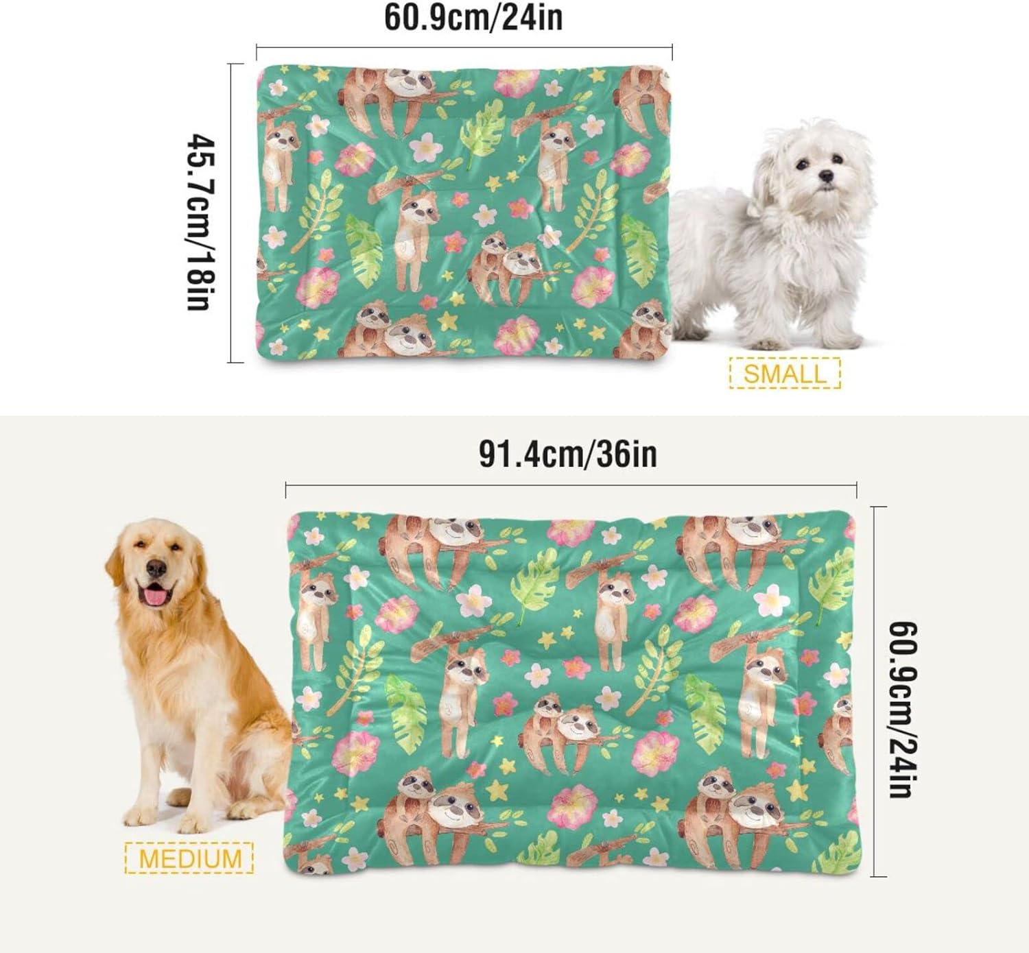 review Ultra Soft Pet Bed Washable Dog Bed Crate Mat for Dogs Fleece Dog Crate Kennel Pad Cat Pet Bed Liner 36x24in Cute Watercolor Sloths Tropics