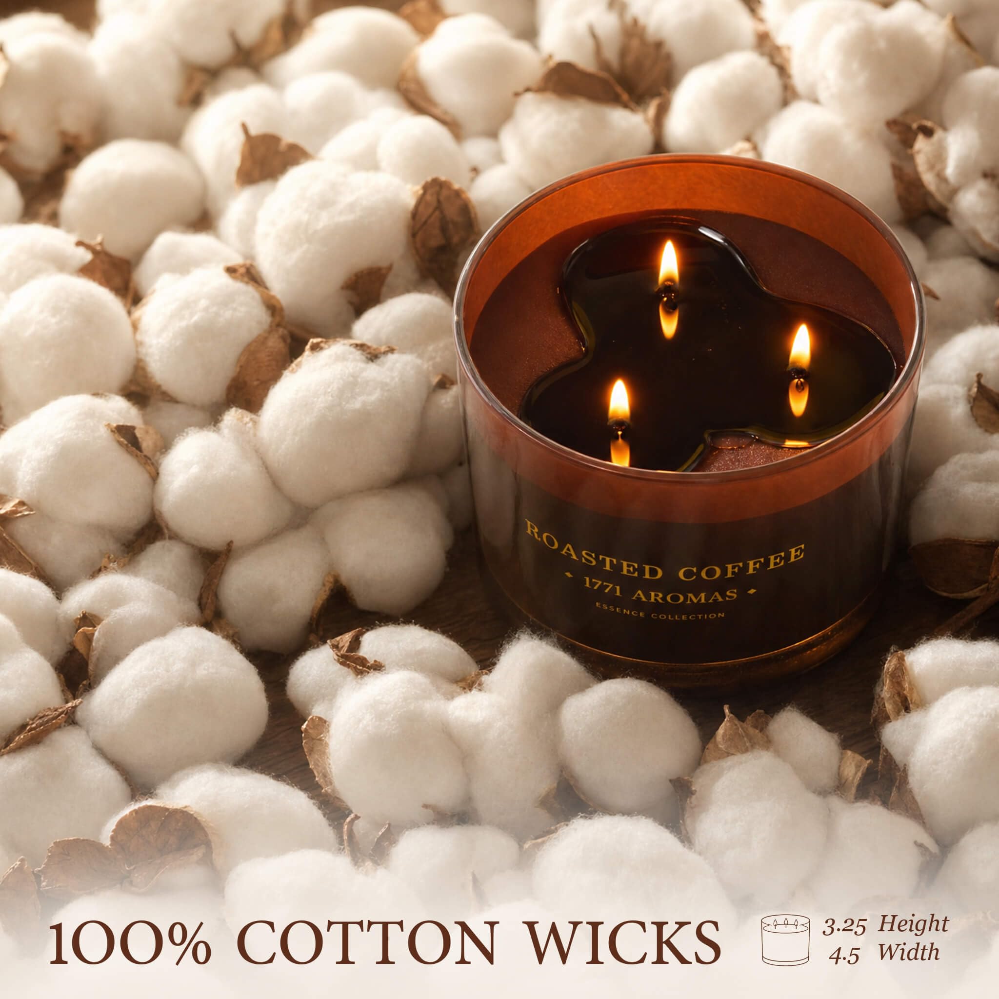 Velas de soja de café, vela grande de 3 mechas, hasta 40 horas de tiempo de combustión, cera de soja 100% natural, velas relajantes de aromaterapia para celebración de temporada, regalo de