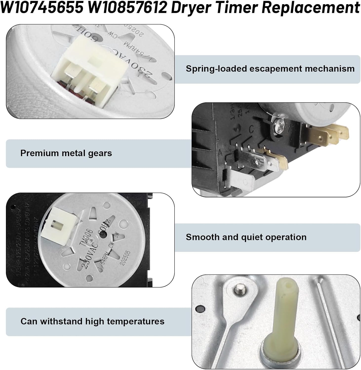 W10745655 W10857612 Dryer Timer Replacement Compatible with Whirl-Pool AMA-na May-tag Replace AP6003908 EAP11731366 4454384 PS11731366
