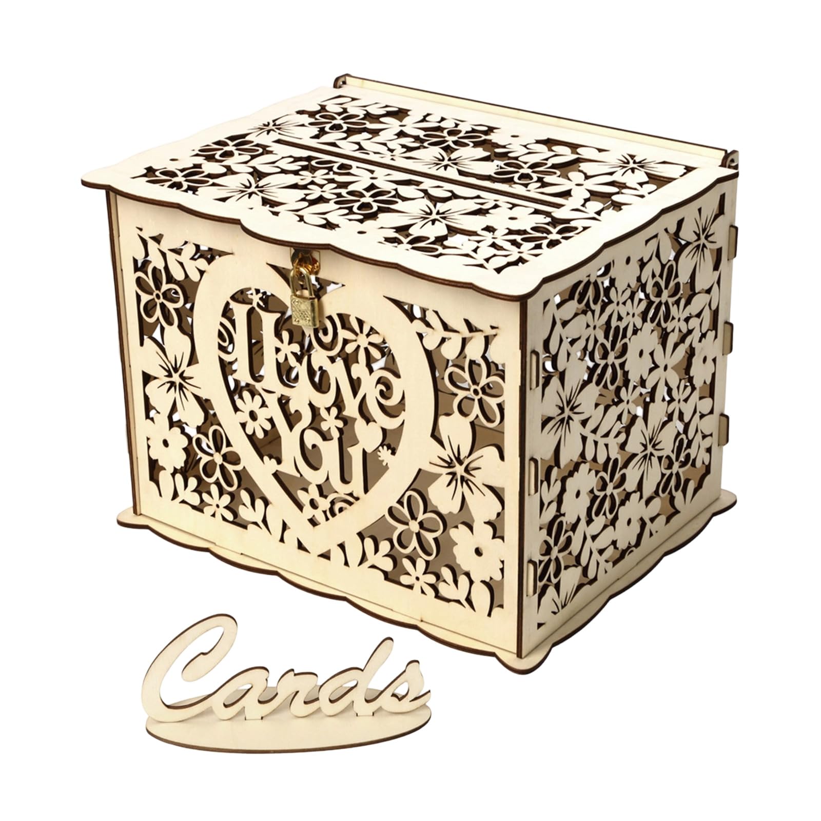 Kaeltsyn Wood Greeting Card Holder Handcrafted Wooden Keepsakes Box Perfect for Weddings Anniversaries and Special Event Securable Gift Card Box